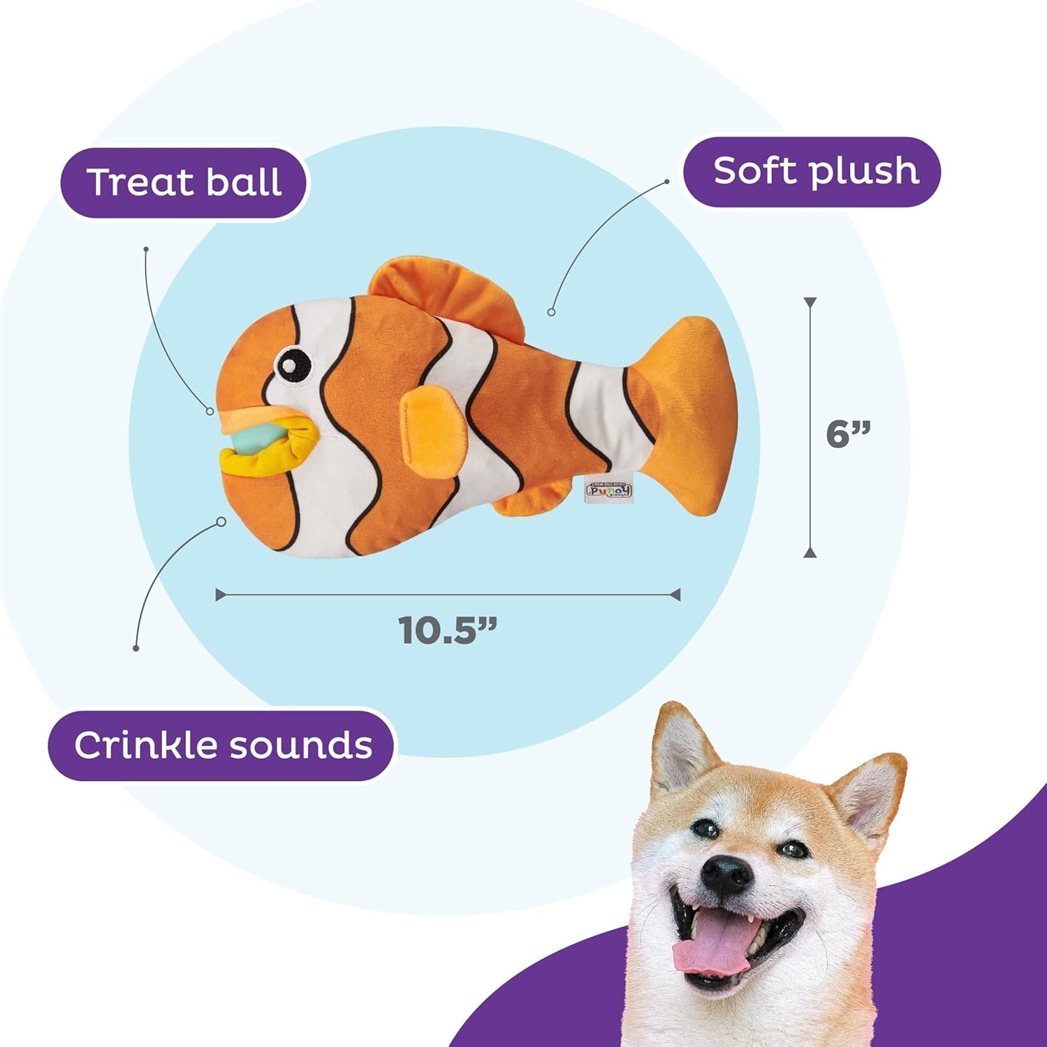 image:imageOutward Hound by Nina Ottosson Snack Palz Interactive Plush Dog Puzzle with Treat Ball Cactus GreenClownfish