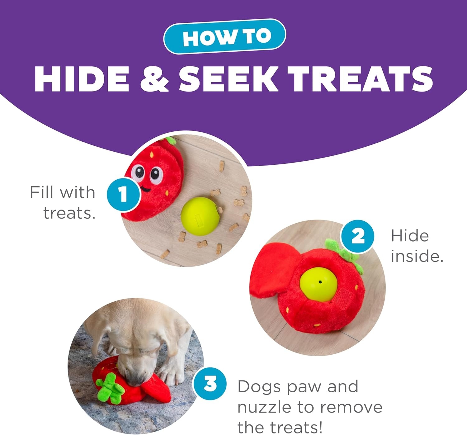 image:imageOutward Hound by Nina Ottosson Snack Palz Interactive Plush Dog Puzzle with Treat Ball Cactus GreenFruit