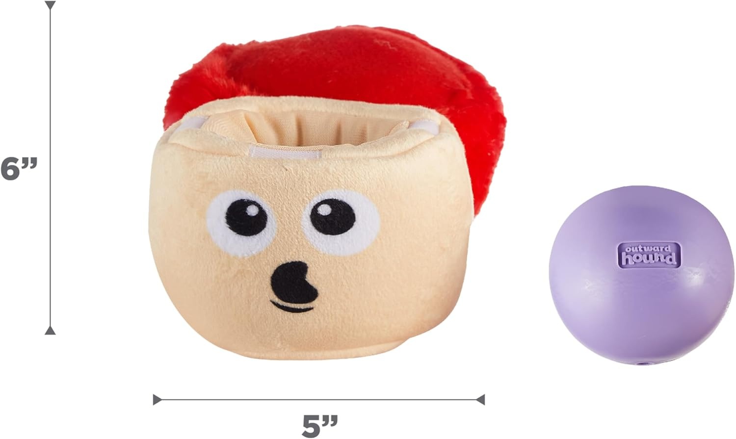 image:imageOutward Hound by Nina Ottosson Snack Palz Interactive Plush Dog Puzzle with Treat Ball Cactus GreenMushroom