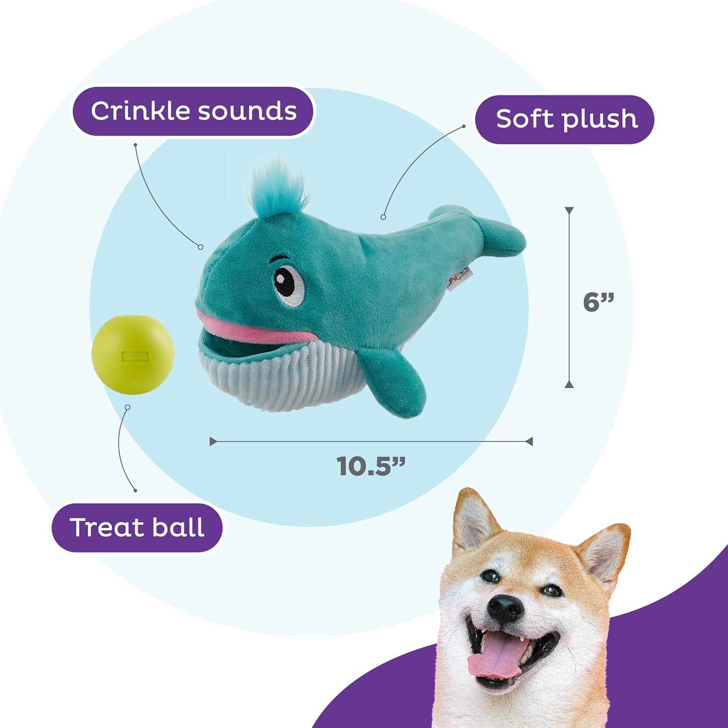 image:imageOutward Hound by Nina Ottosson Snack Palz Interactive Plush Dog Puzzle with Treat Ball Cactus GreenWhale