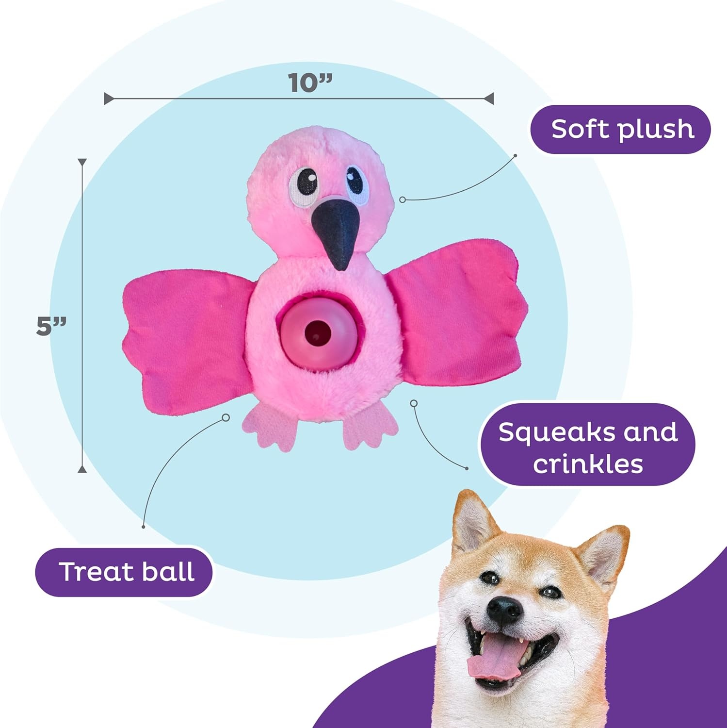 image:imageOutward Hound by Nina Ottosson Stuff N Snuffle Plush Large Snuffle Ball Dog Puzzle Elephant Blue 98 inches x 59 inchesHideAblez Flamingo