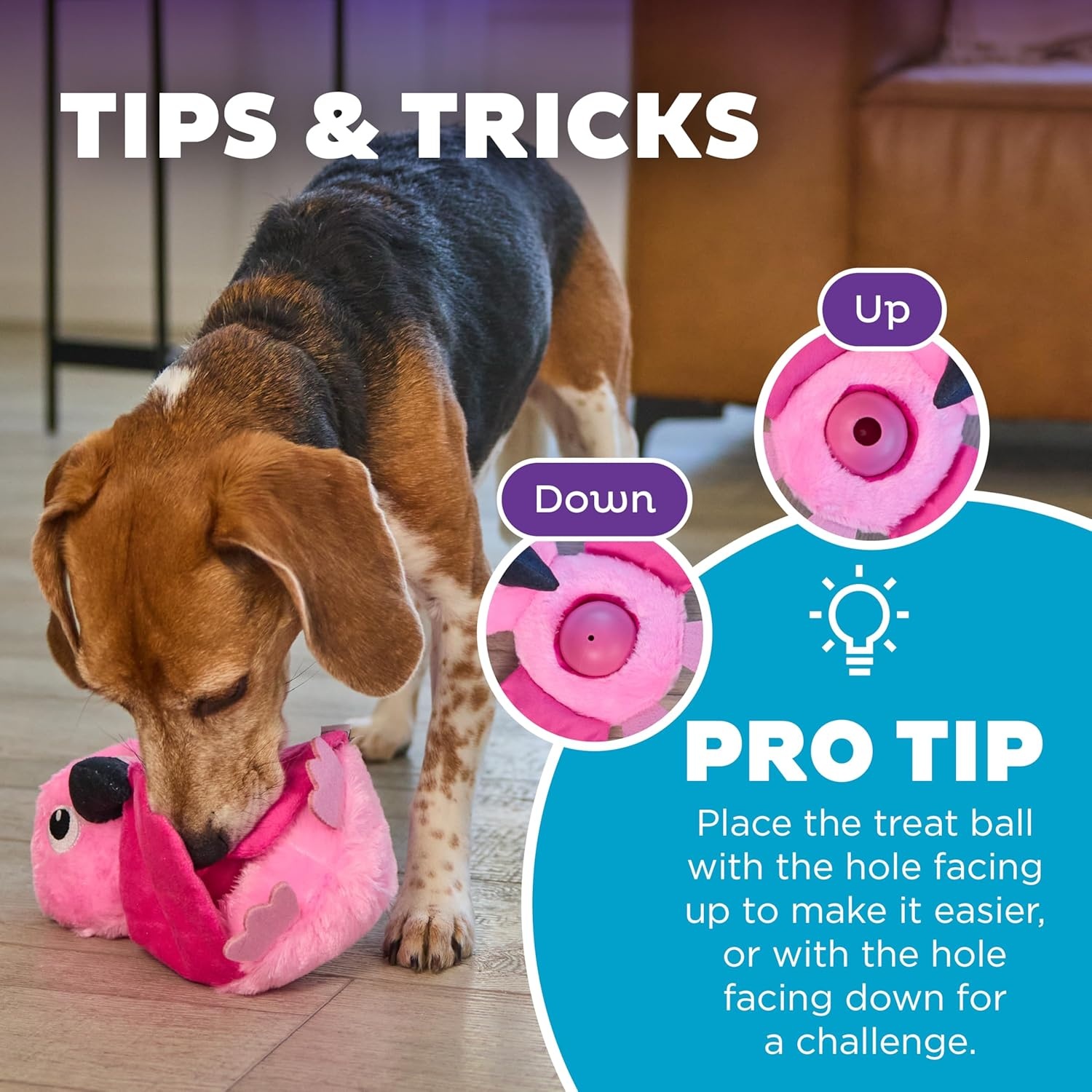 image:imageOutward Hound by Nina Ottosson Stuff N Snuffle Plush Large Snuffle Ball Dog Puzzle Elephant Blue 98 inches x 59 inchesHideAblez Flamingo