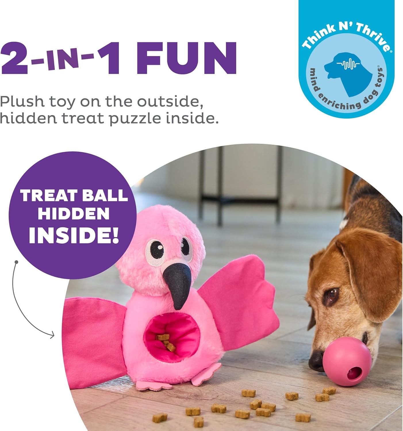 image:imageOutward Hound by Nina Ottosson Stuff N Snuffle Plush Large Snuffle Ball Dog Puzzle Elephant Blue 98 inches x 59 inchesHideAblez Flamingo