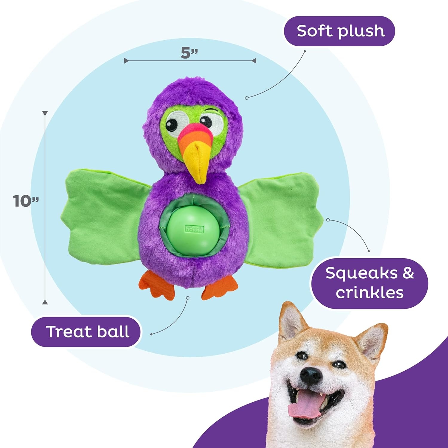 image:imageOutward Hound by Nina Ottosson Stuff N Snuffle Plush Large Snuffle Ball Dog Puzzle Elephant Blue 98 inches x 59 inchesHideAblez Toucan