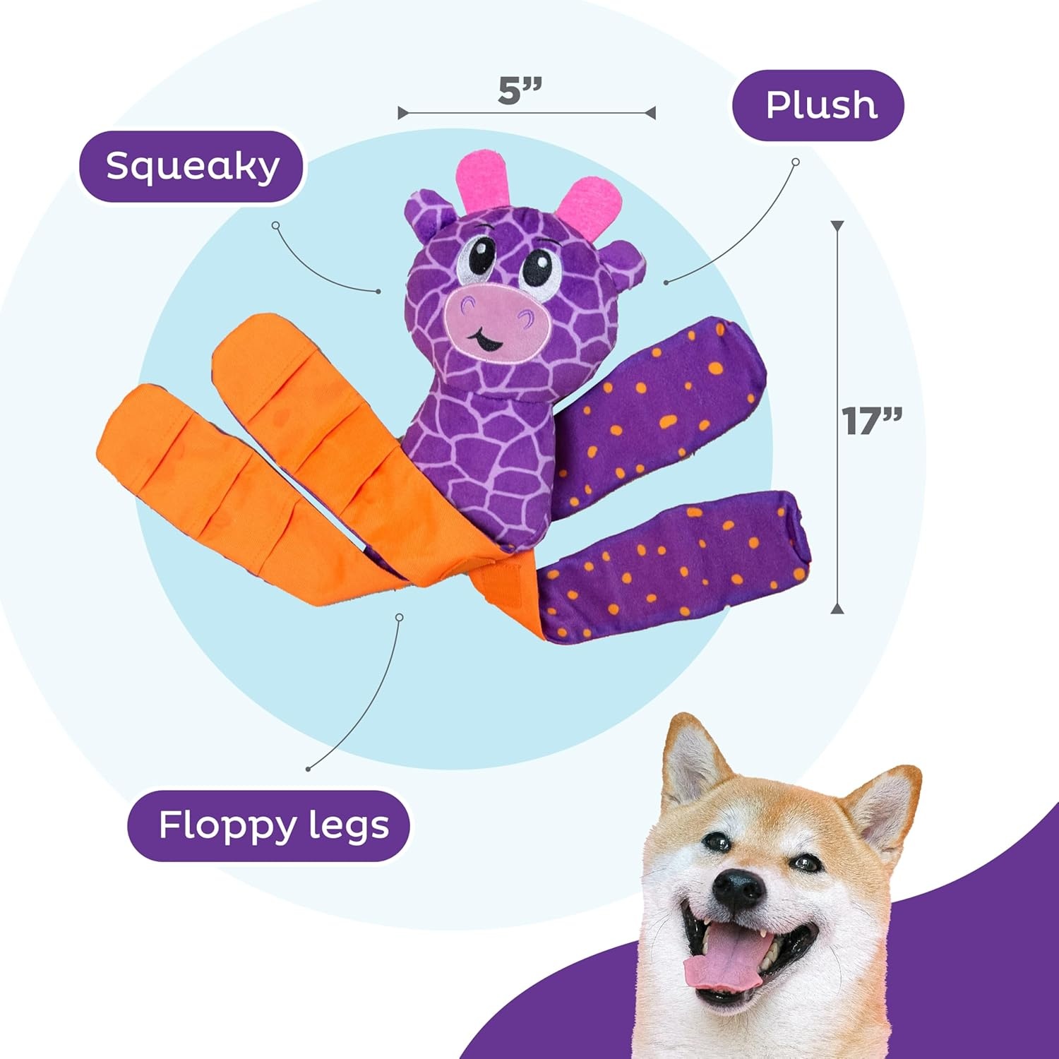 image:imageOutward Hound by Nina Ottosson Stuff N Snuffle Plush Large Snuffle Ball Dog Puzzle Elephant Blue 98 inches x 59 inchesSilly Legz Giraffe
