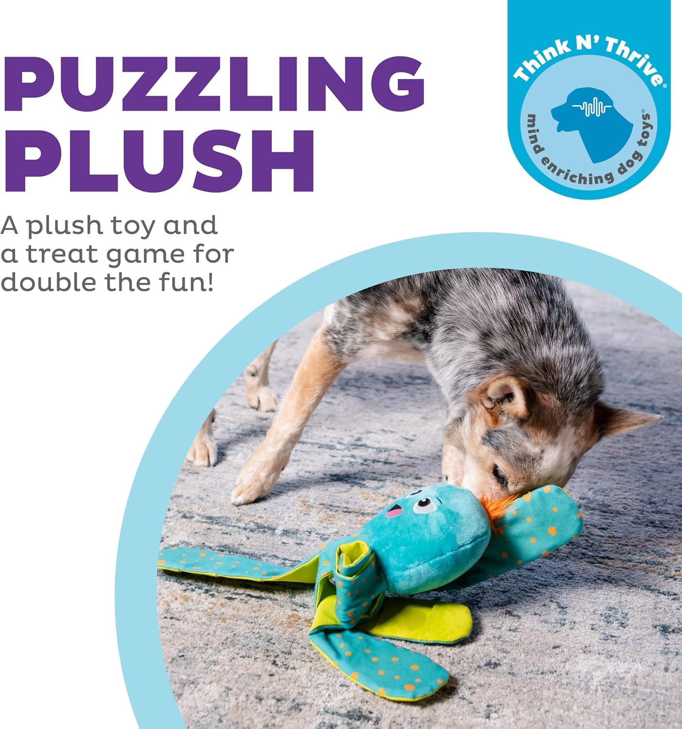 image:imageOutward Hound by Nina Ottosson Stuff N Snuffle Plush Large Snuffle Ball Dog Puzzle Elephant Blue 98 inches x 59 inchesSilly Legz Octopus