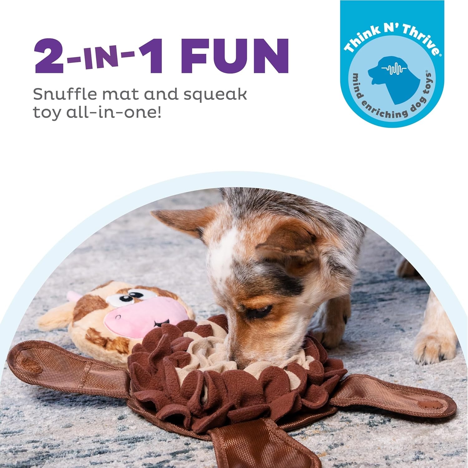 image:imageOutward Hound by Nina Ottosson Stuff N Snuffle Plush Large Snuffle Ball Dog Puzzle Elephant Blue 98 inches x 59 inchesSnuffle Palz Cow
