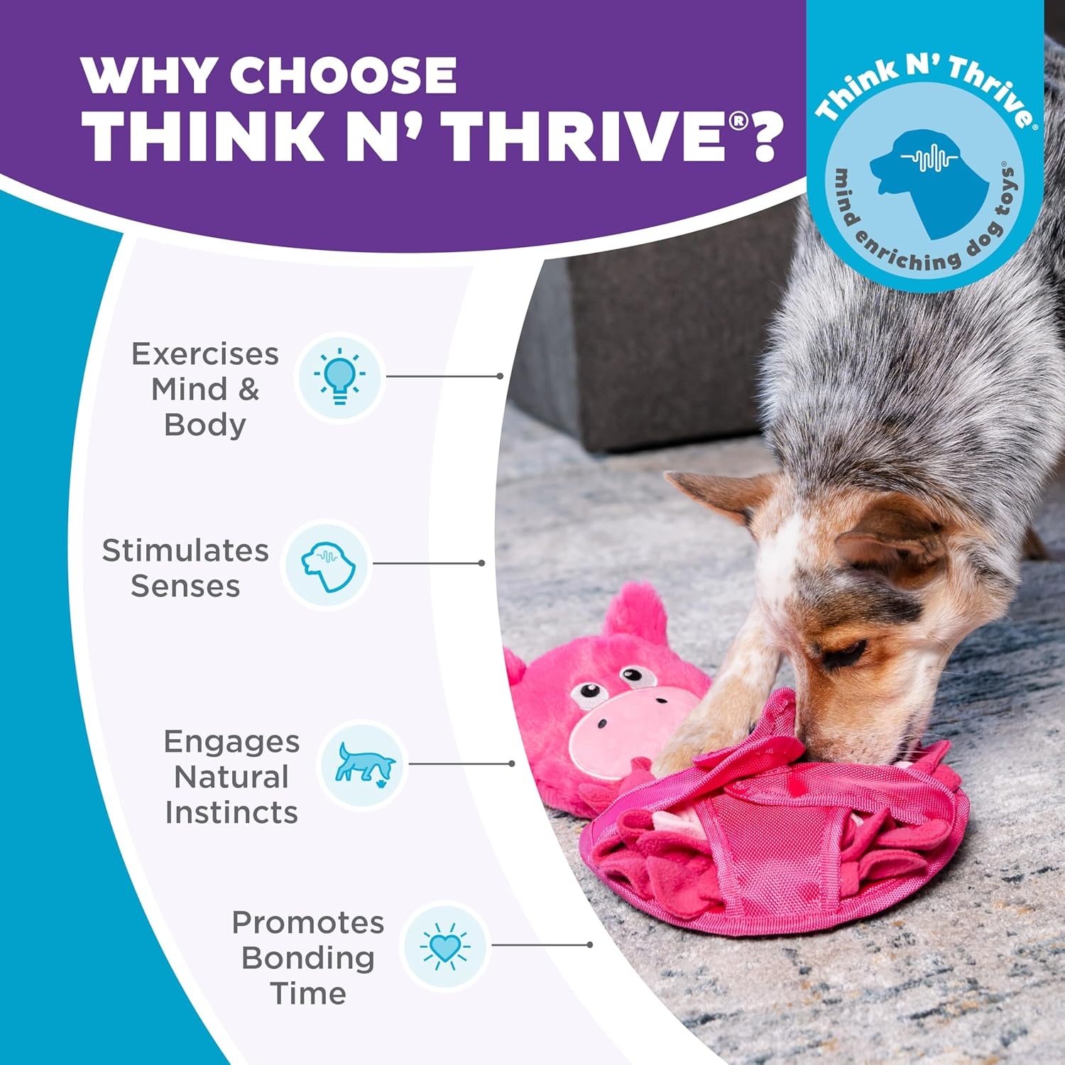 image:imageOutward Hound by Nina Ottosson Stuff N Snuffle Plush Large Snuffle Ball Dog Puzzle Elephant Blue 98 inches x 59 inchesSnuffle Palz Pig