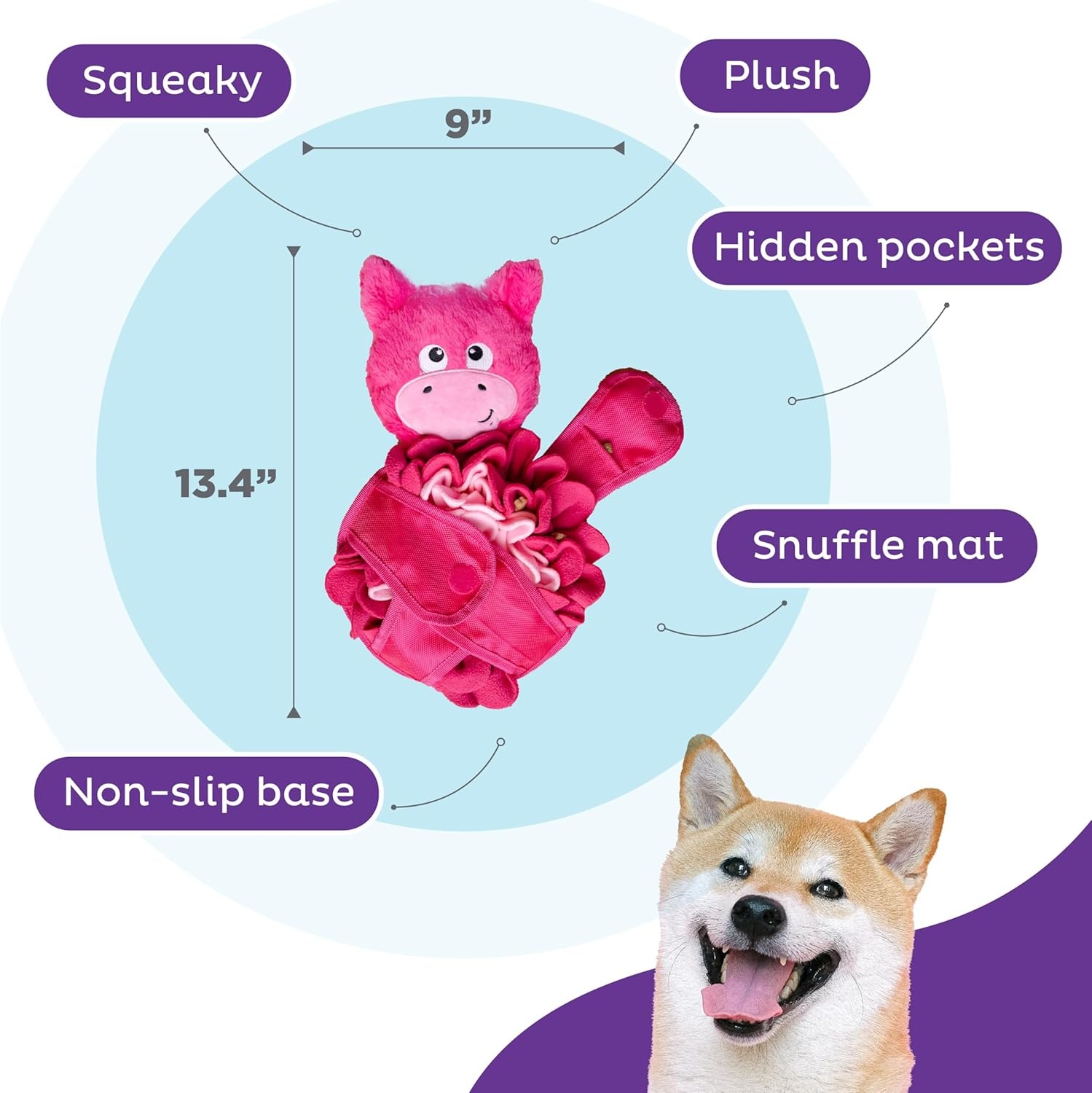 image:imageOutward Hound by Nina Ottosson Stuff N Snuffle Plush Large Snuffle Ball Dog Puzzle Elephant Blue 98 inches x 59 inchesSnuffle Palz Pig