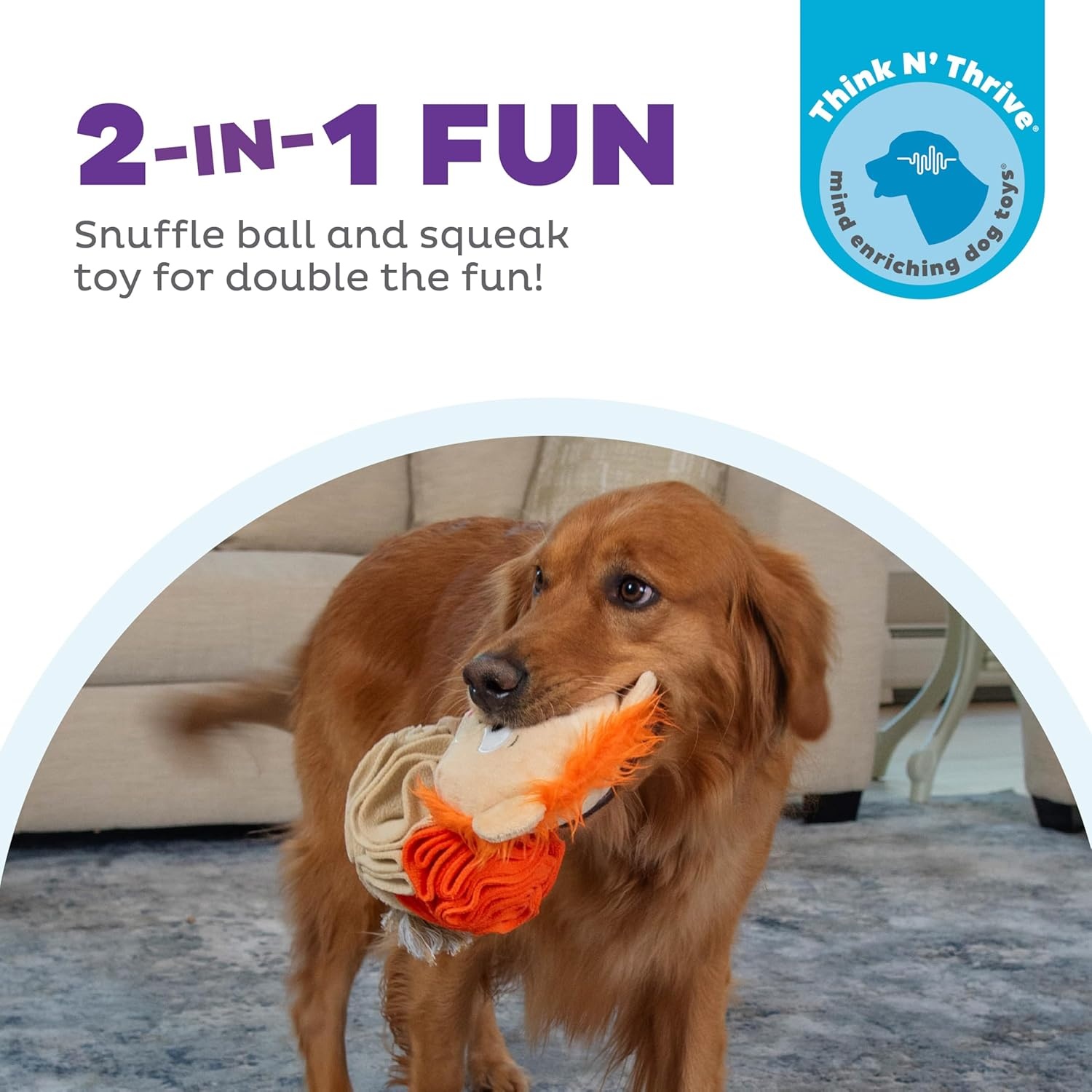 image:imageOutward Hound by Nina Ottosson Stuff N Snuffle Plush Large Snuffle Ball Dog Puzzle Elephant Blue 98 inches x 59 inchesStuff N Snuffle Lion