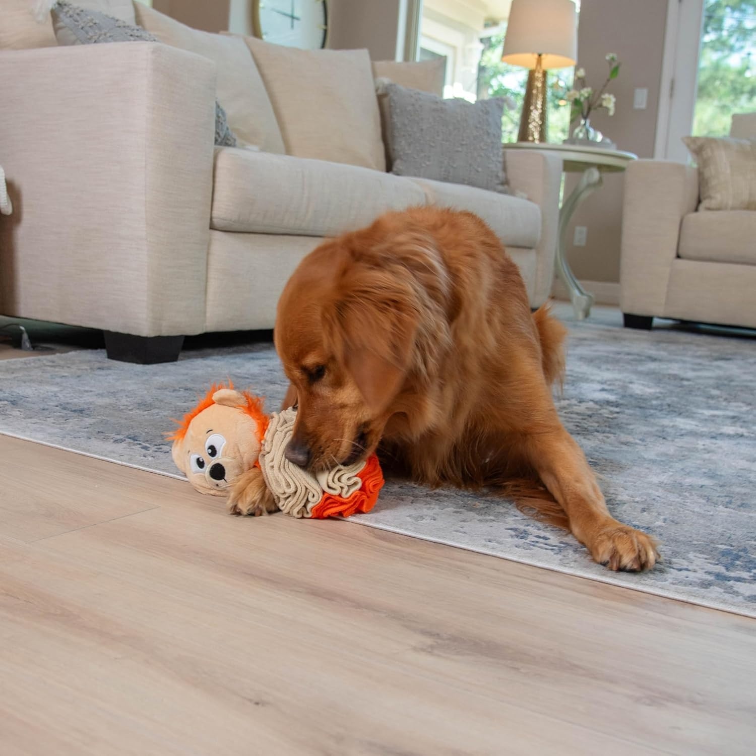 image:imageOutward Hound by Nina Ottosson Stuff N Snuffle Plush Large Snuffle Ball Dog Puzzle Elephant Blue 98 inches x 59 inchesStuff N Snuffle Lion