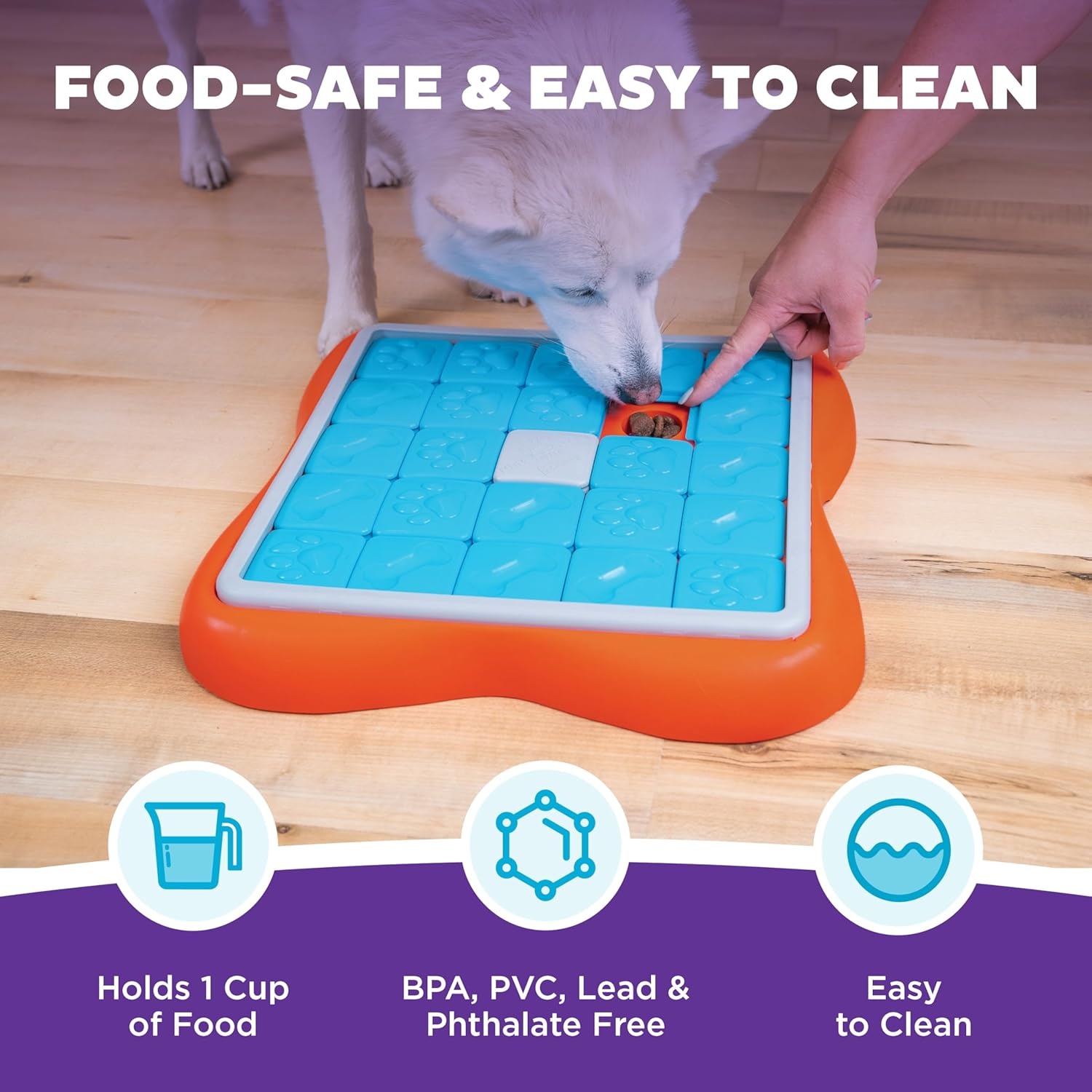 image:imageOutward Hound by Nina Ottosson Tower of Treats Level 4 Expert Dog Treat Puzzle for Enrichment OrangeChallenge Slider Orange Blue