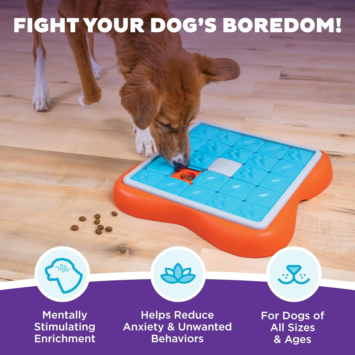 image:imageOutward Hound by Nina Ottosson Tower of Treats Level 4 Expert Dog Treat Puzzle for Enrichment OrangeChallenge Slider Orange Blue