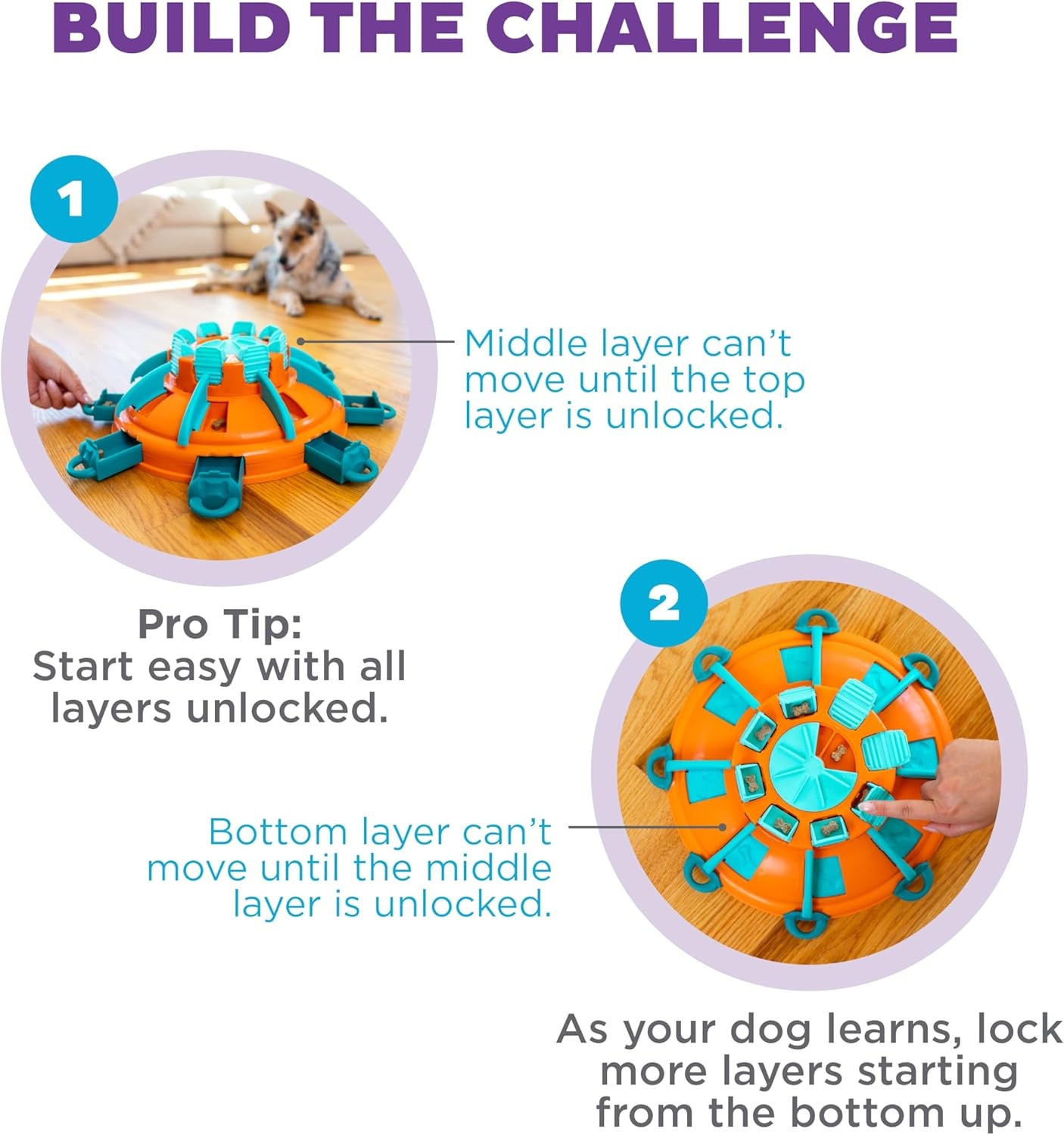 image:imageOutward Hound by Nina Ottosson Tower of Treats Level 4 Expert Dog Treat Puzzle for Enrichment OrangeTower of Treats Orange Blue