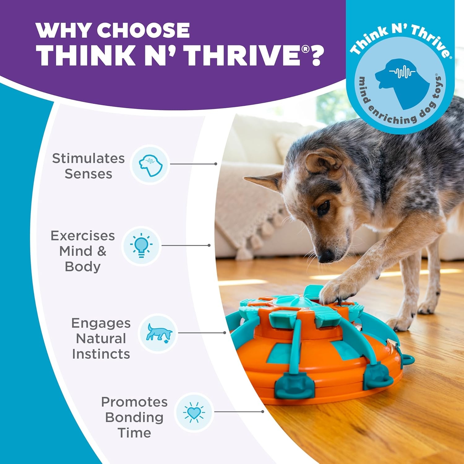 image:imageOutward Hound by Nina Ottosson Tower of Treats Level 4 Expert Dog Treat Puzzle for Enrichment OrangeTower of Treats Orange Blue