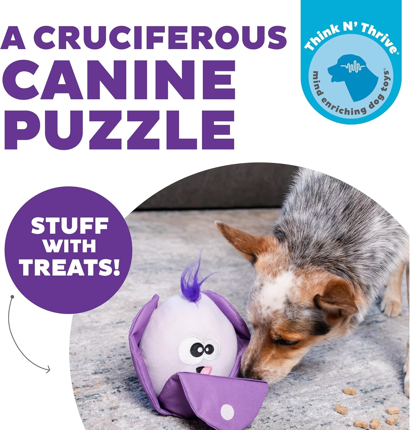 image:imageOutward Hound by Nina Ottosson Twistiez Interactive Plush Dog Treat Puzzle Monster BlueHide N Find Cauliflower