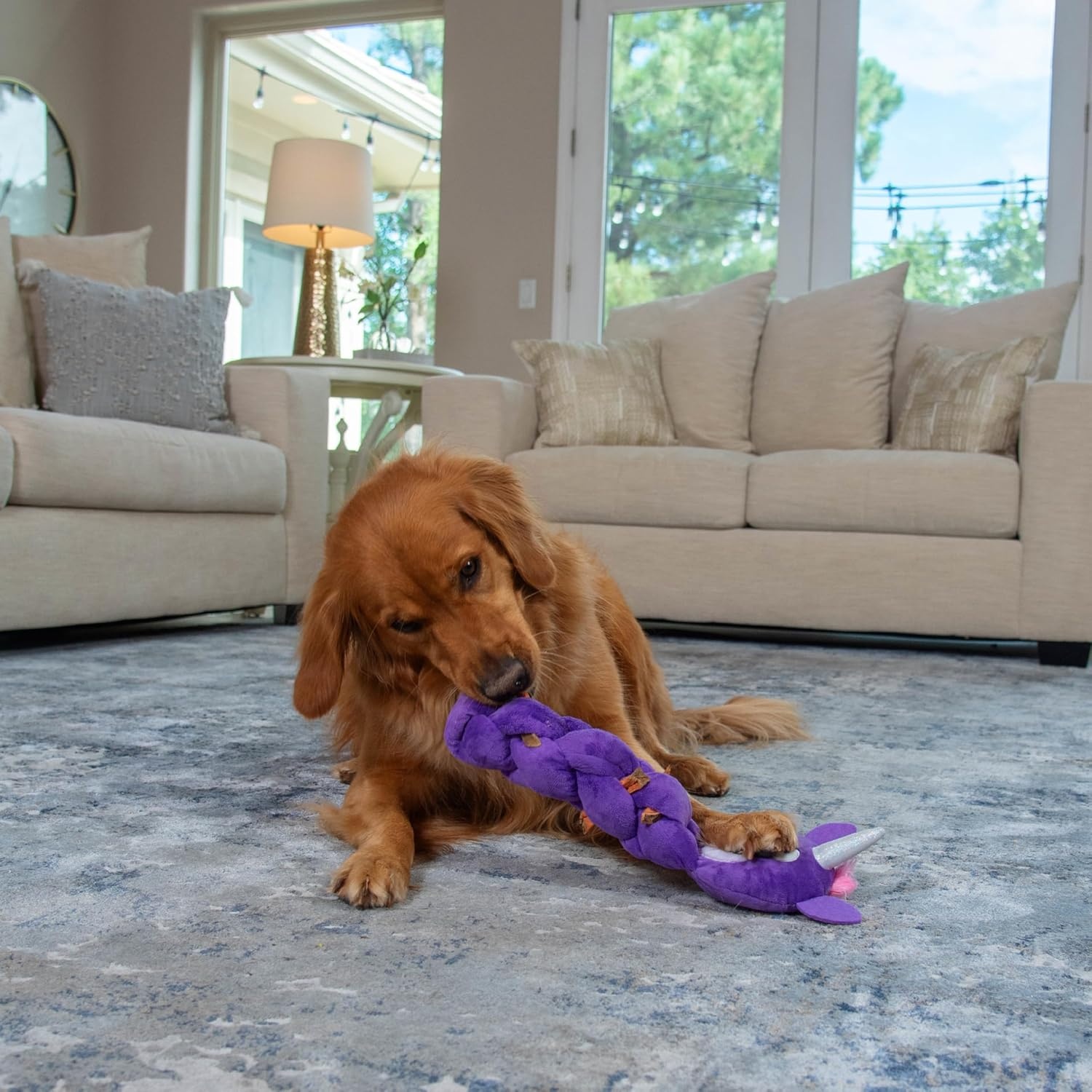 image:imageOutward Hound by Nina Ottosson Twistiez Interactive Plush Dog Treat Puzzle Monster BlueTwistiez Unicorn