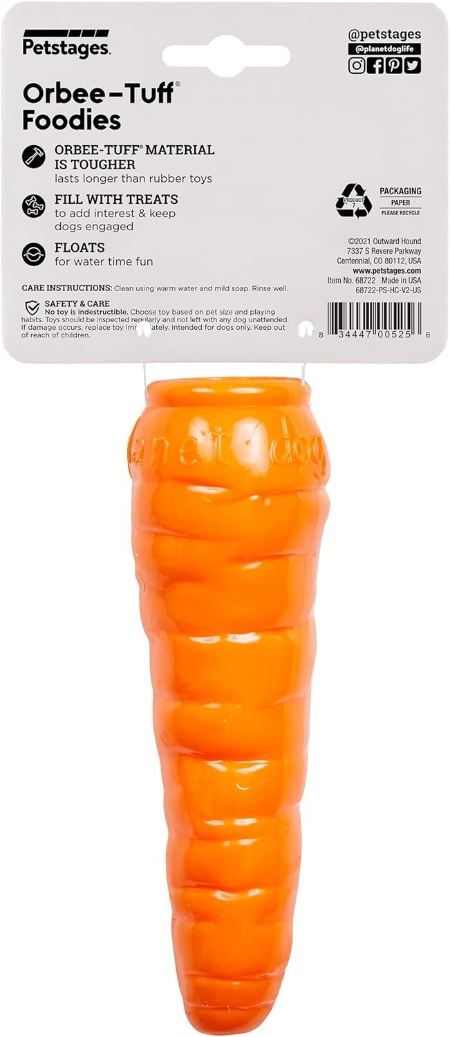 image:imageOutward Hound by Planet Dog Foodies Carrot TreatDispensing Dog Chew Toy OrangeCarrot