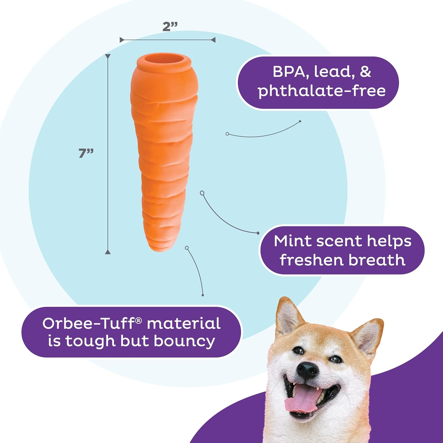 image:imageOutward Hound by Planet Dog Foodies Carrot TreatDispensing Dog Chew Toy OrangeCarrot