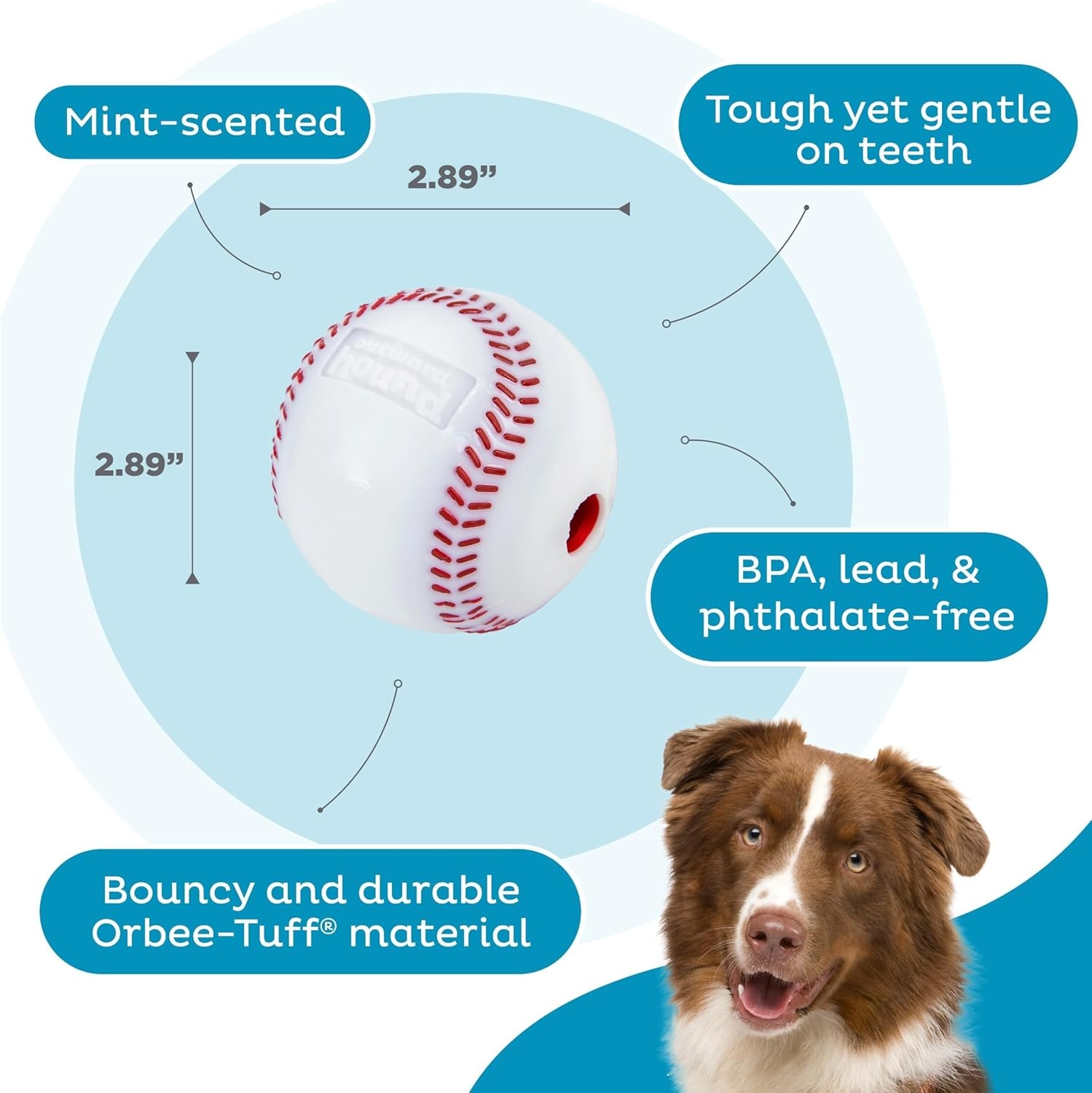 image:imageOutward Hound by Planet Dog Football Durable TreatDispensing Dog Ball Interactive Fetch Toy OrbeeTuff Mint Scented BPAFree for Indoor amp Outdoor Play BrownBaseball
