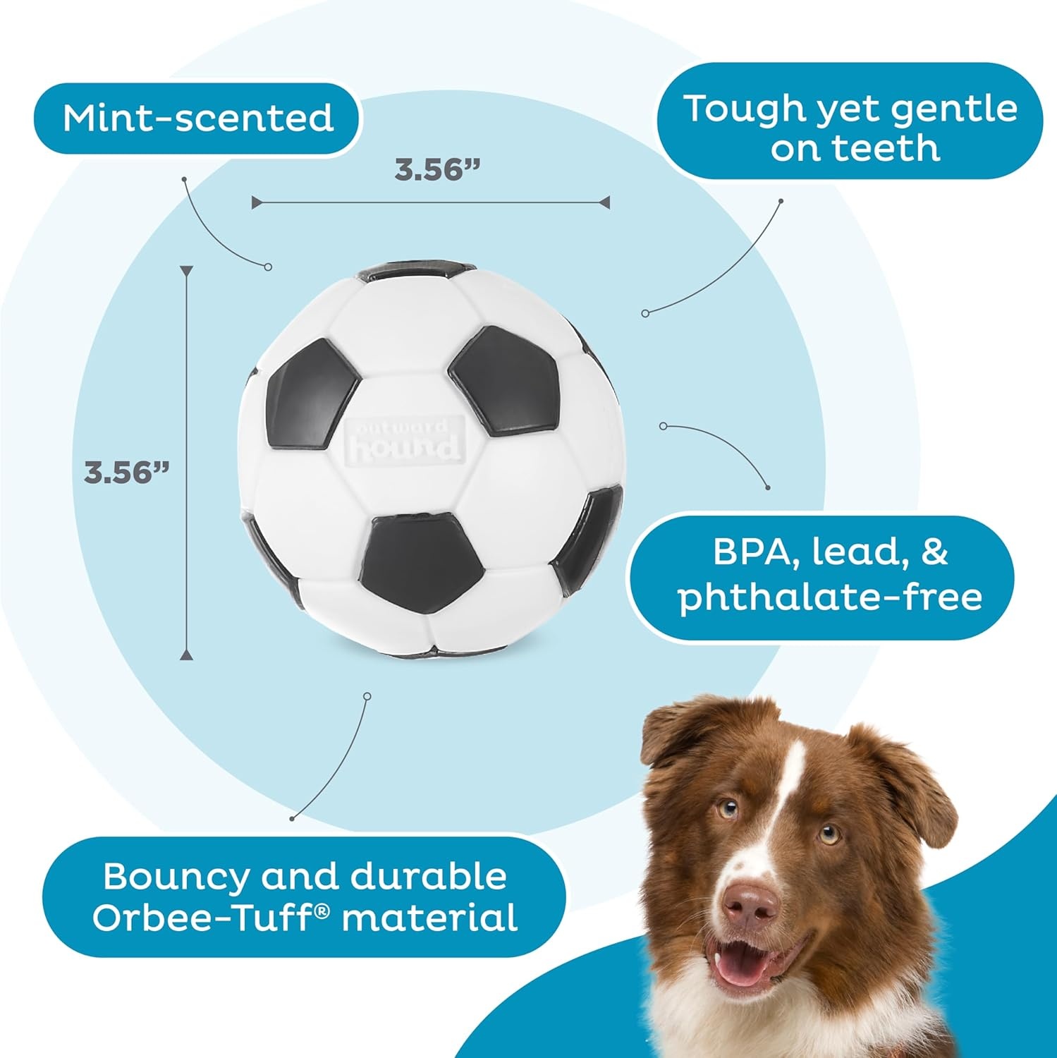 image:imageOutward Hound by Planet Dog Football Durable TreatDispensing Dog Ball Interactive Fetch Toy OrbeeTuff Mint Scented BPAFree for Indoor amp Outdoor Play BrownSoccer Ball