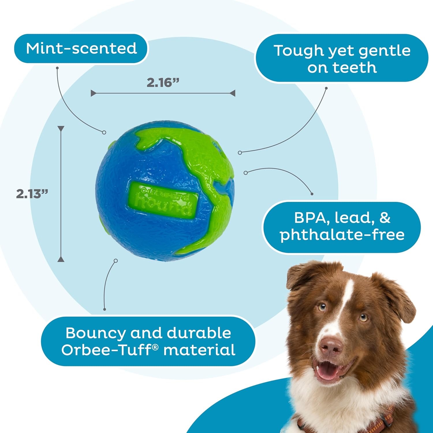 image:imageOutward Hound by Planet Dog OrbeeTuff Planet Ball BlueGreen TreatDispensing Dog Toy Small