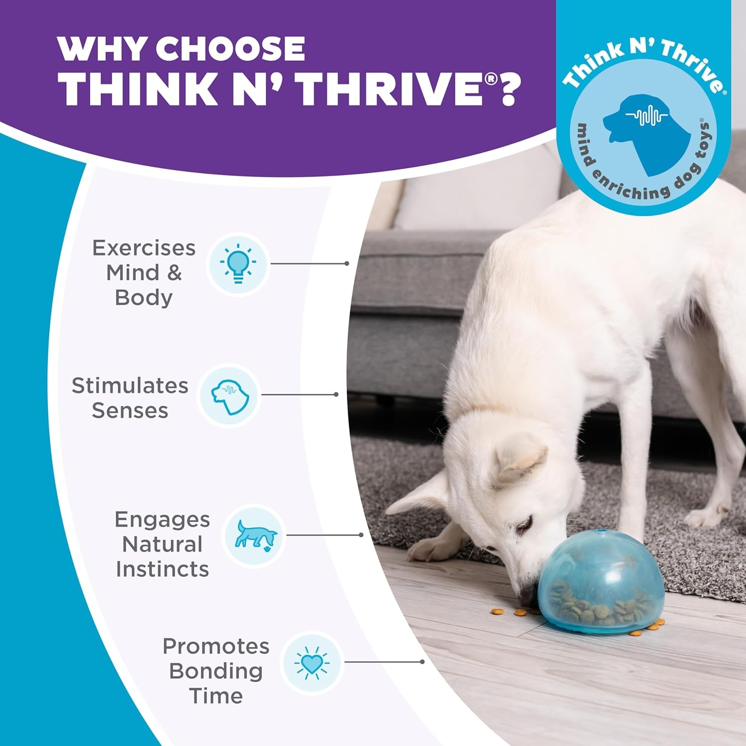 image:imageOutward Hound by Planet Dog Snoop Dog Toy TreatDispenser Puzzle Ball Interactive Slow Feeder Medium to Large Dogs Bouncy amp MintInfused Blue 5Blue