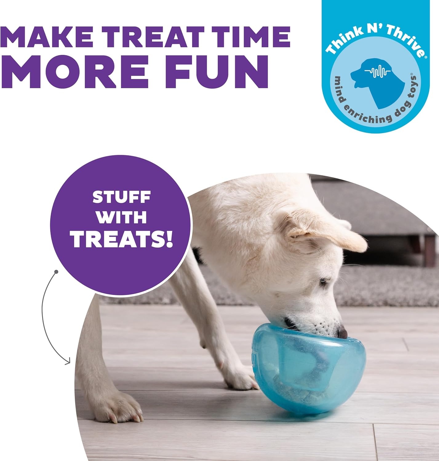 image:imageOutward Hound by Planet Dog Snoop Dog Toy TreatDispenser Puzzle Ball Interactive Slow Feeder Medium to Large Dogs Bouncy amp MintInfused Blue 5Blue