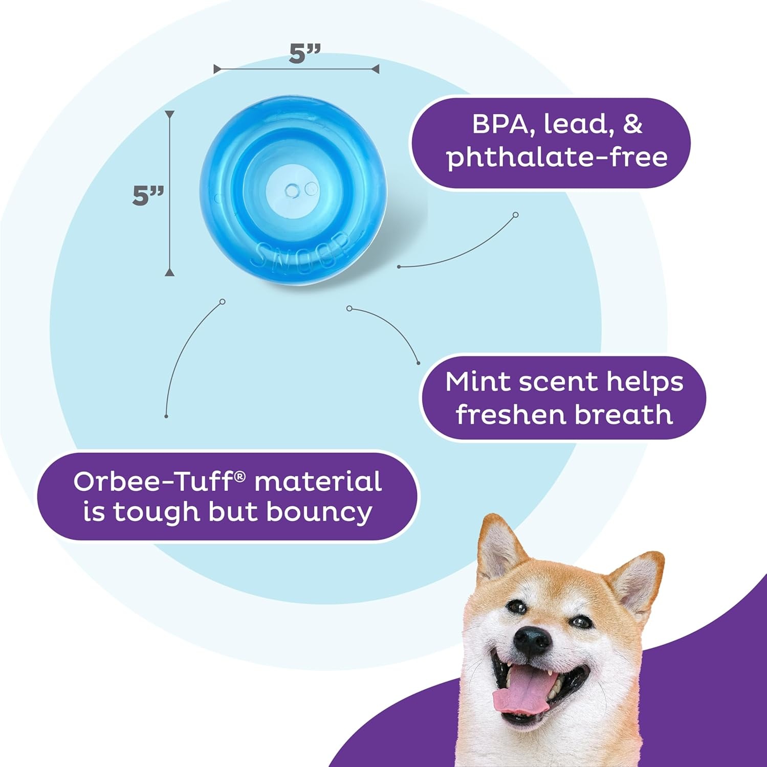 image:imageOutward Hound by Planet Dog Snoop Dog Toy TreatDispenser Puzzle Ball Interactive Slow Feeder Medium to Large Dogs Bouncy amp MintInfused Blue 5Blue