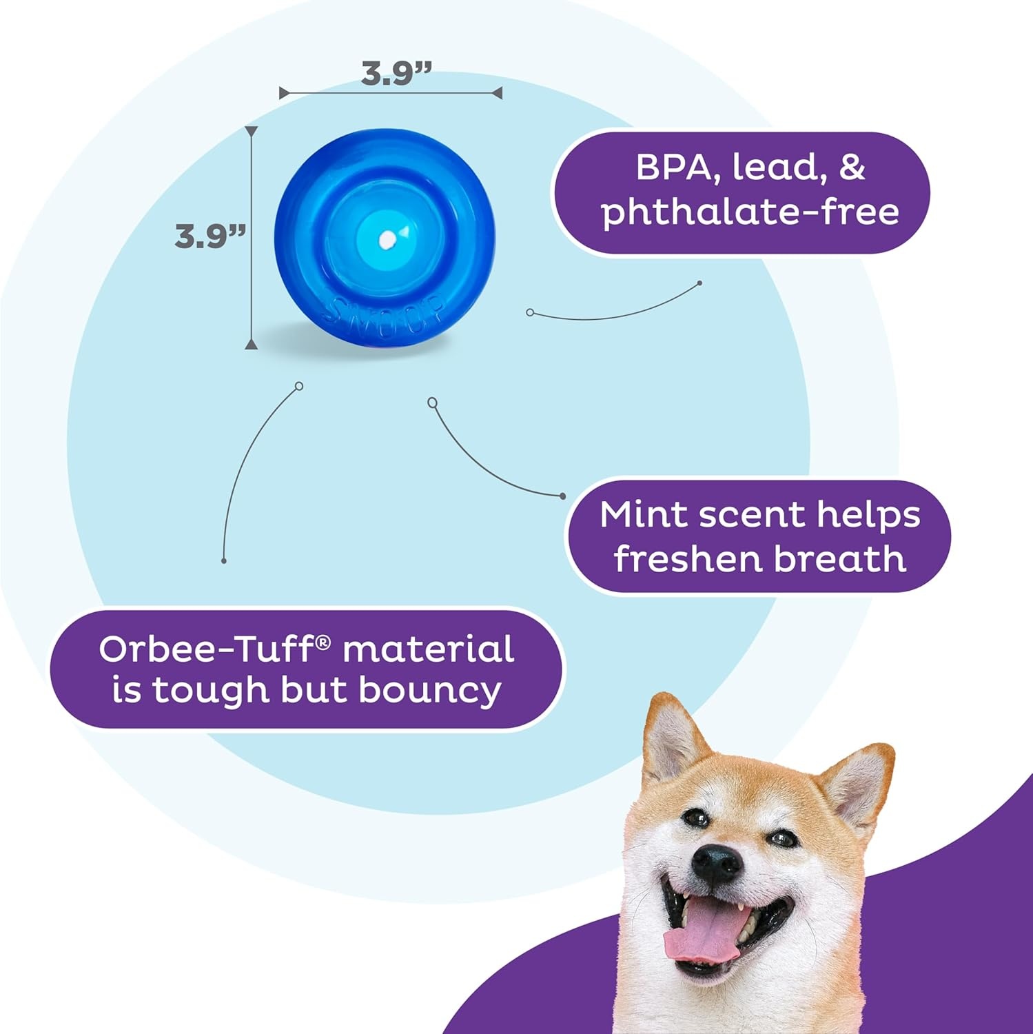 image:imageOutward Hound by Planet Dog Snoop Dog Toy TreatDispenser Puzzle Ball Interactive Slow Feeder Medium to Large Dogs Bouncy amp MintInfused Blue 5Blue Lil Snoop