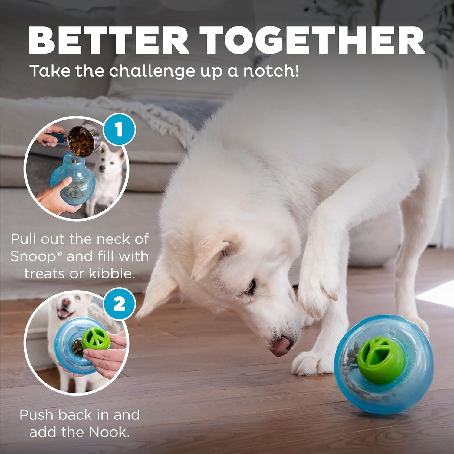 image:imageOutward Hound by Planet Dog Snoop Dog Toy TreatDispenser Puzzle Ball Interactive Slow Feeder Medium to Large Dogs Bouncy amp MintInfused Blue 5Green Nook Works with Large Snoop