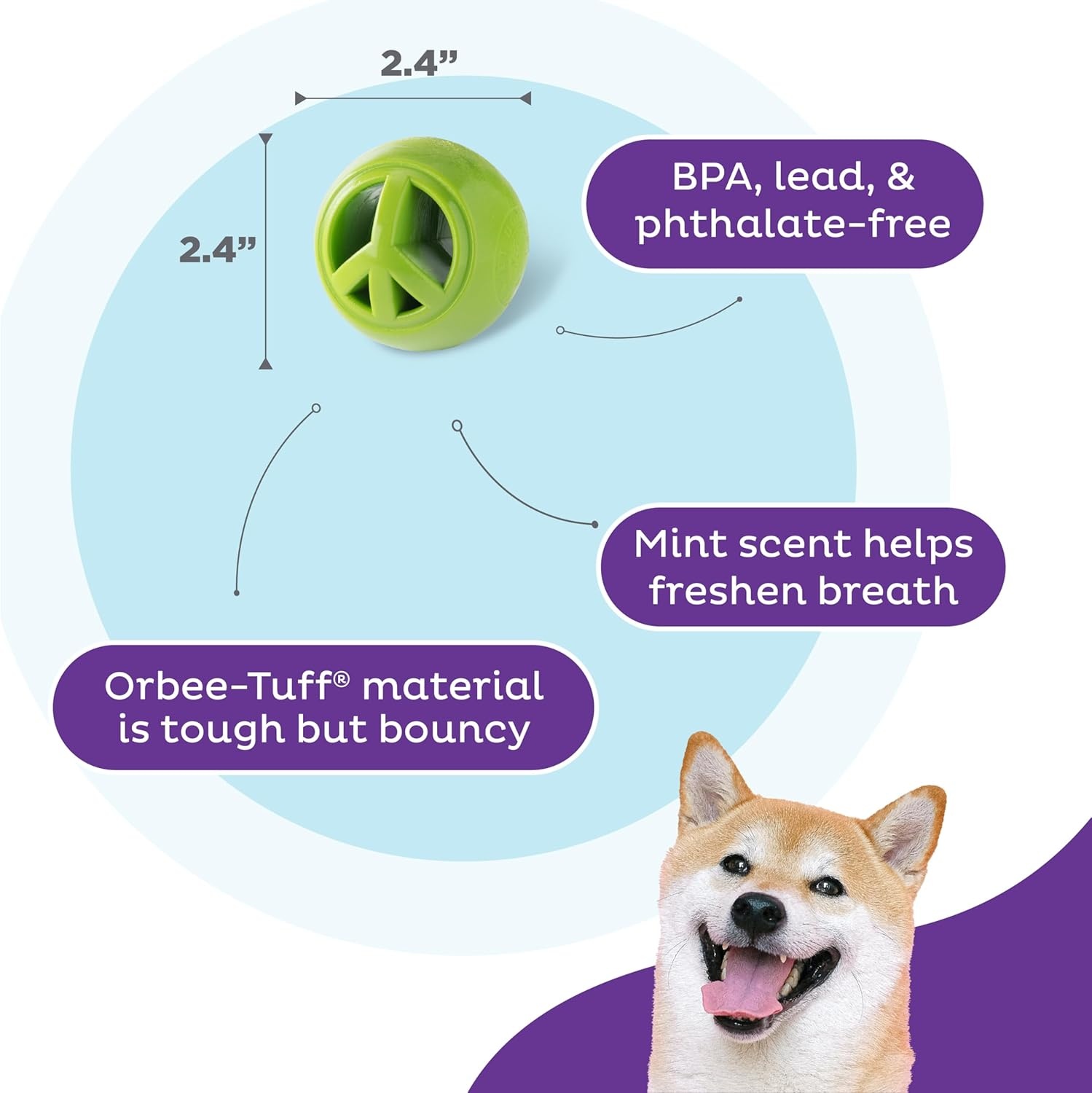 image:imageOutward Hound by Planet Dog Snoop Dog Toy TreatDispenser Puzzle Ball Interactive Slow Feeder Medium to Large Dogs Bouncy amp MintInfused Blue 5Green Nook Works with Large Snoop