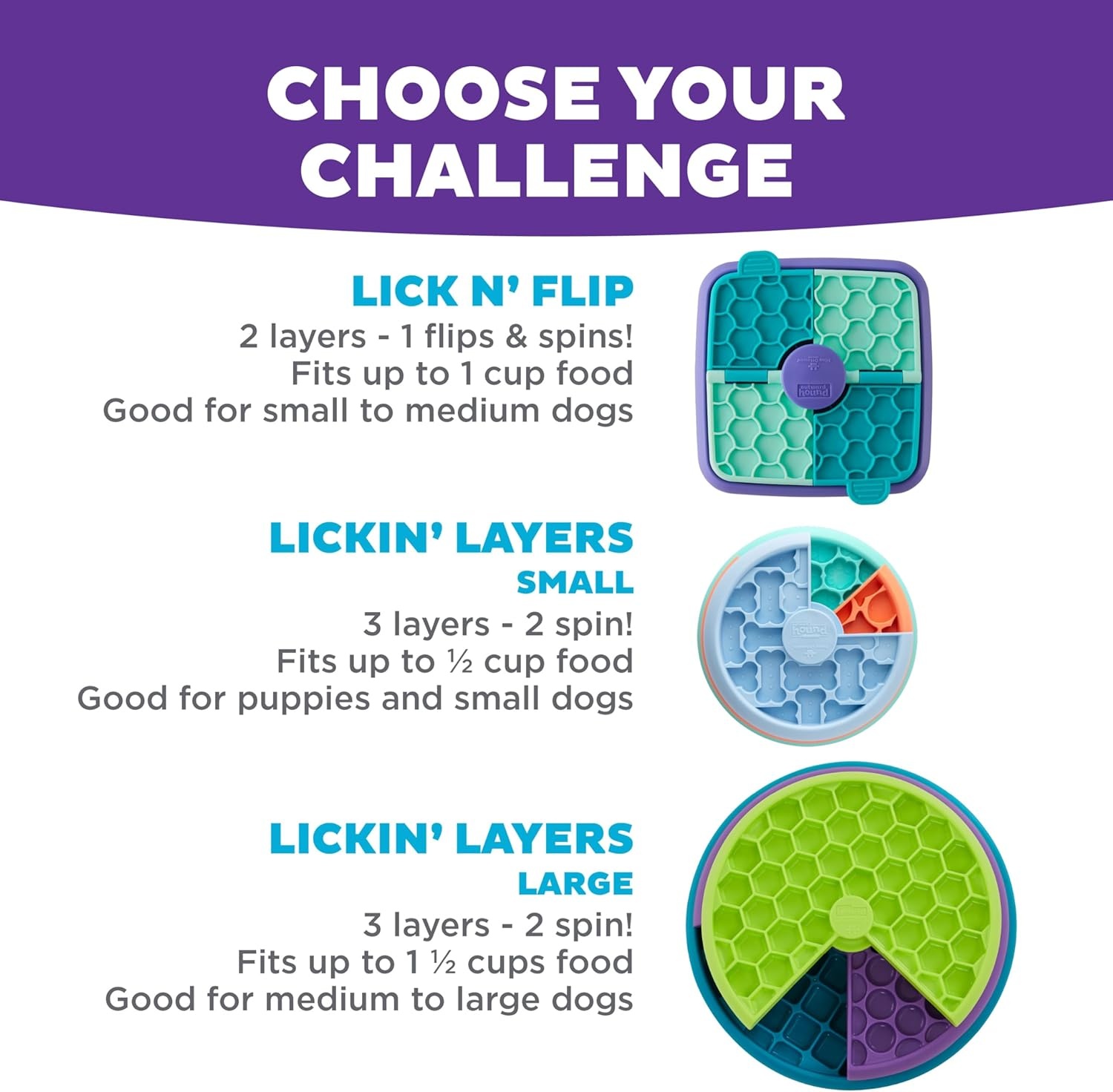 image:imageOutward Hound by Planet Dog Snoop Dog Toy TreatDispenser Puzzle Ball Interactive Slow Feeder Medium to Large Dogs Bouncy amp MintInfused Blue 5Lick N Flip Treat Purple