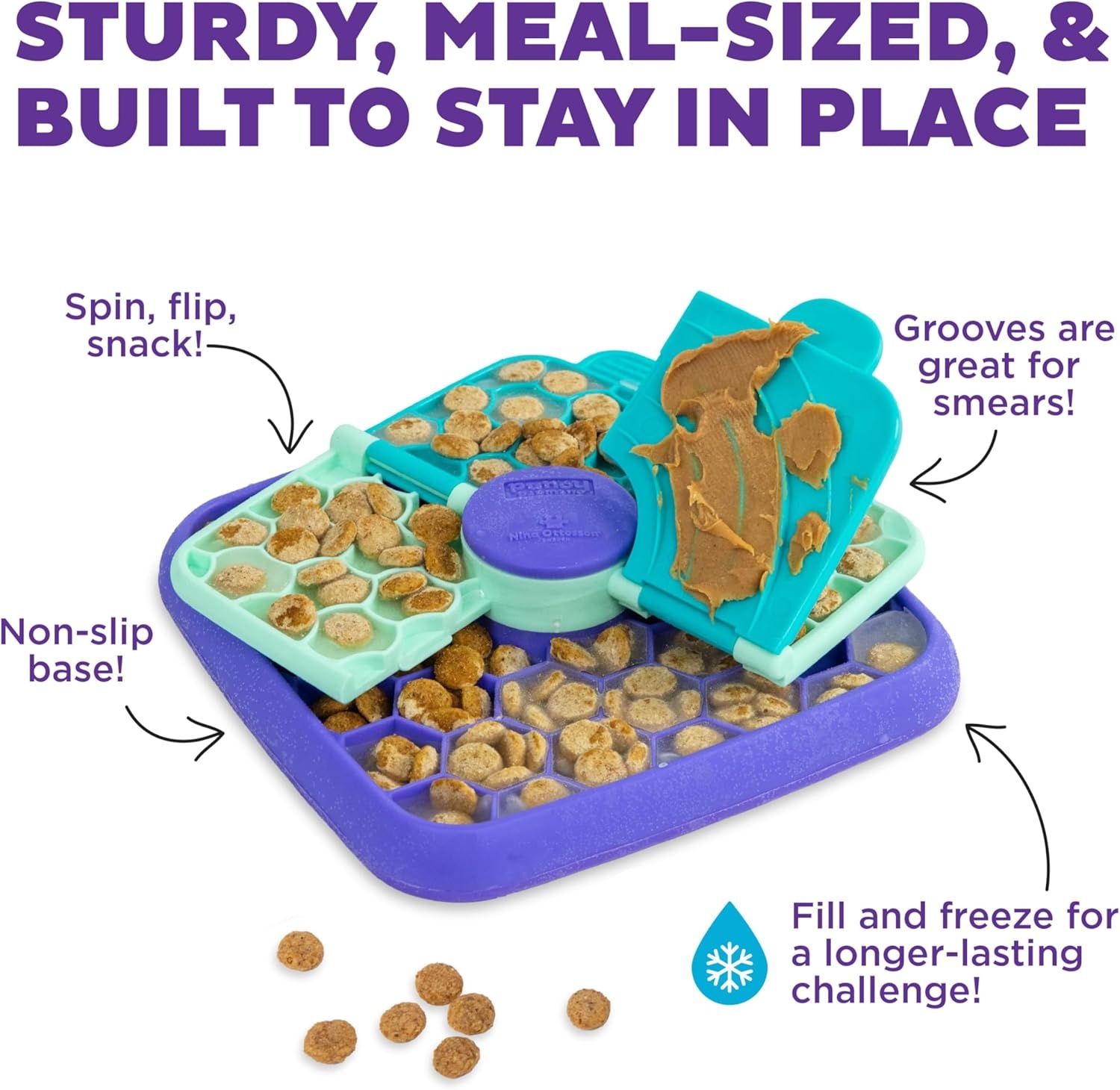 image:imageOutward Hound by Planet Dog Snoop Dog Toy TreatDispenser Puzzle Ball Interactive Slow Feeder Medium to Large Dogs Bouncy amp MintInfused Blue 5Lick N Flip Treat Purple