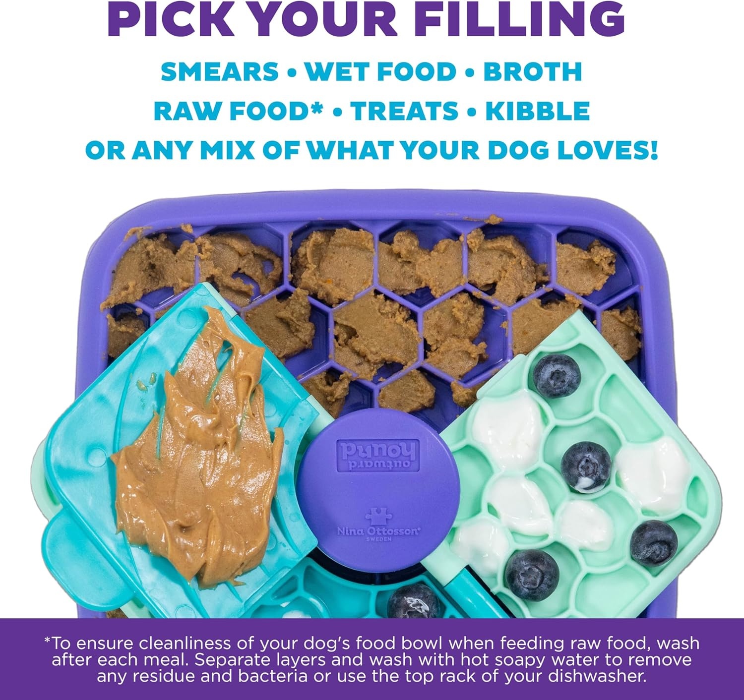 image:imageOutward Hound by Planet Dog Snoop Dog Toy TreatDispenser Puzzle Ball Interactive Slow Feeder Medium to Large Dogs Bouncy amp MintInfused Blue 5Lick N Flip Treat Purple
