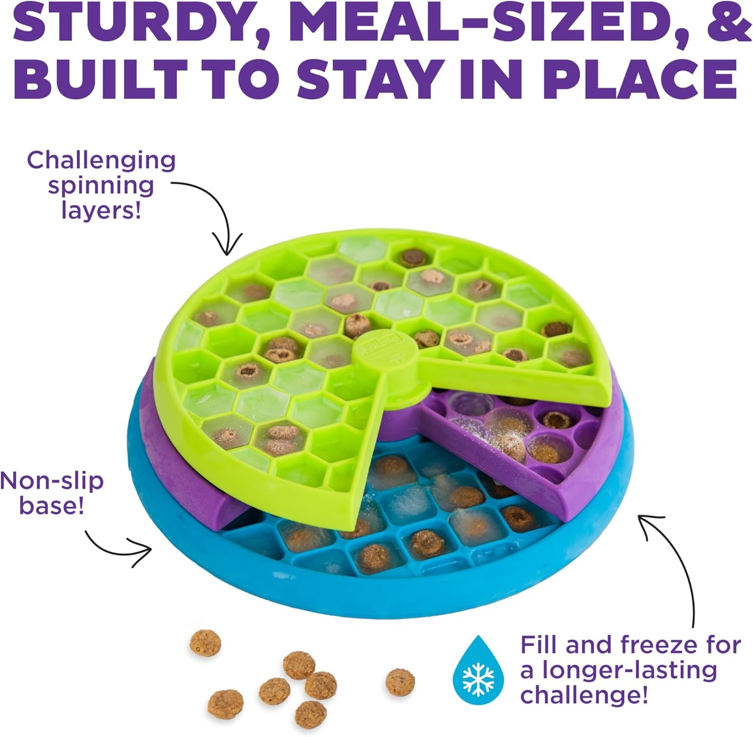 image:imageOutward Hound by Planet Dog Snoop Dog Toy TreatDispenser Puzzle Ball Interactive Slow Feeder Medium to Large Dogs Bouncy amp MintInfused Blue 5Lickin Layers Green Purple Blue