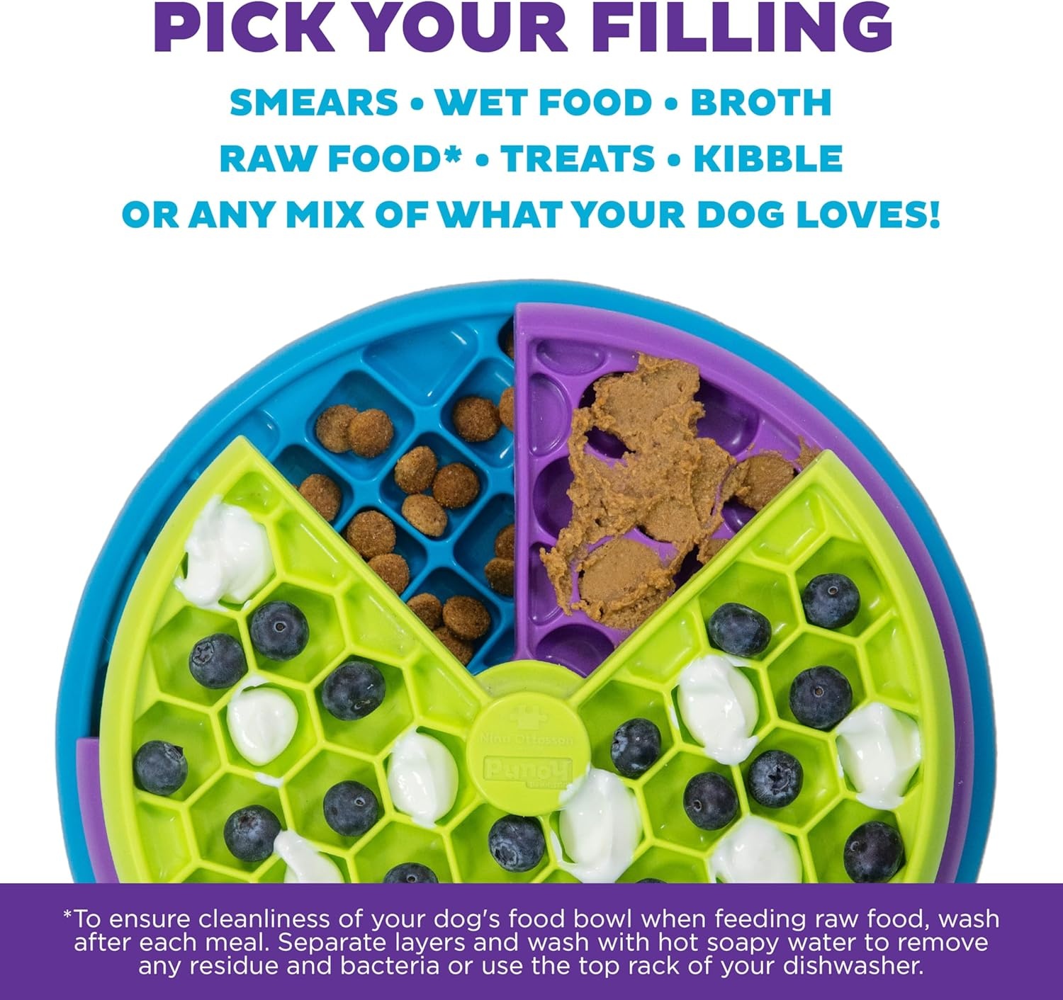 image:imageOutward Hound by Planet Dog Snoop Dog Toy TreatDispenser Puzzle Ball Interactive Slow Feeder Medium to Large Dogs Bouncy amp MintInfused Blue 5Lickin Layers Green Purple Blue