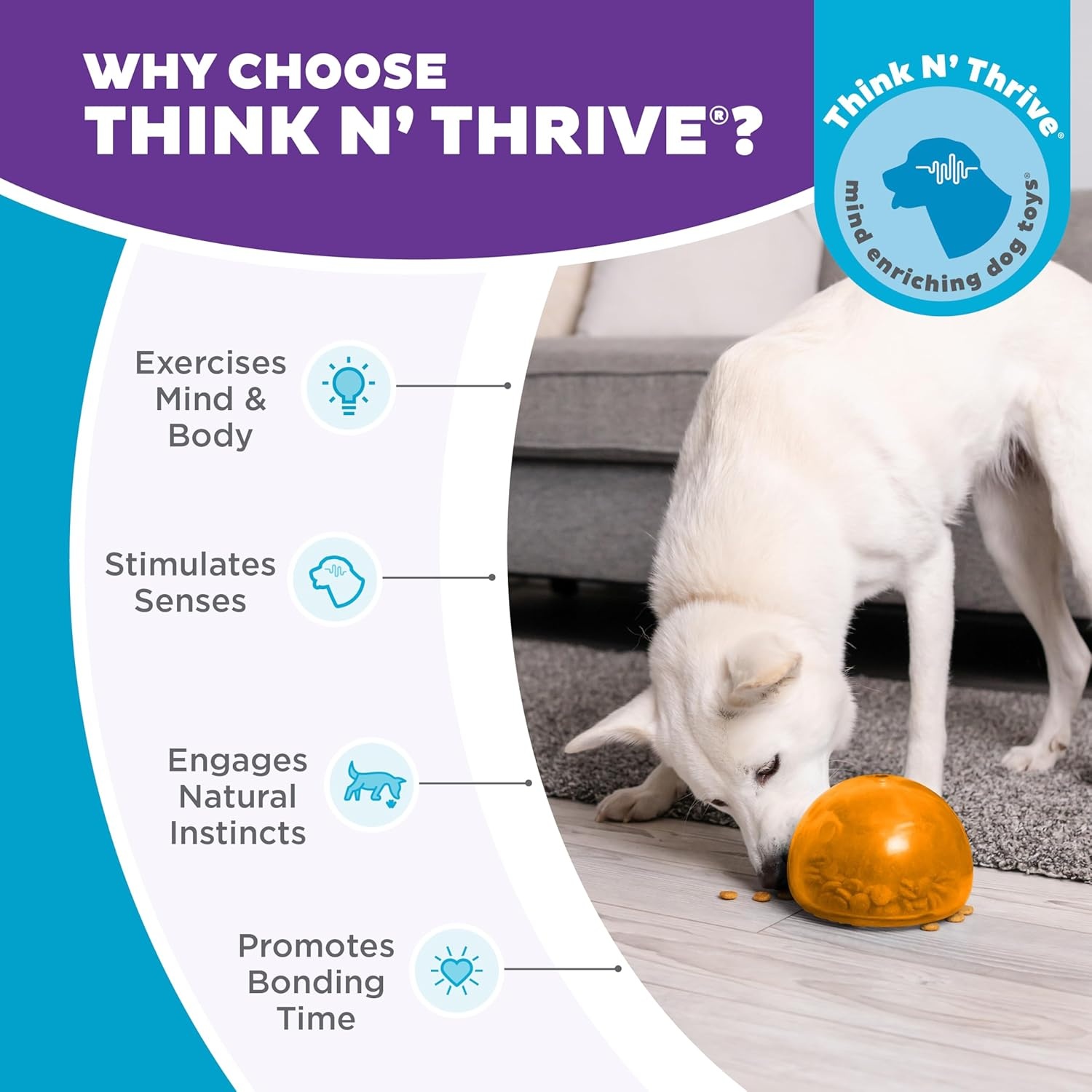 image:imageOutward Hound by Planet Dog Snoop Dog Toy TreatDispenser Puzzle Ball Interactive Slow Feeder Medium to Large Dogs Bouncy amp MintInfused Blue 5Orange
