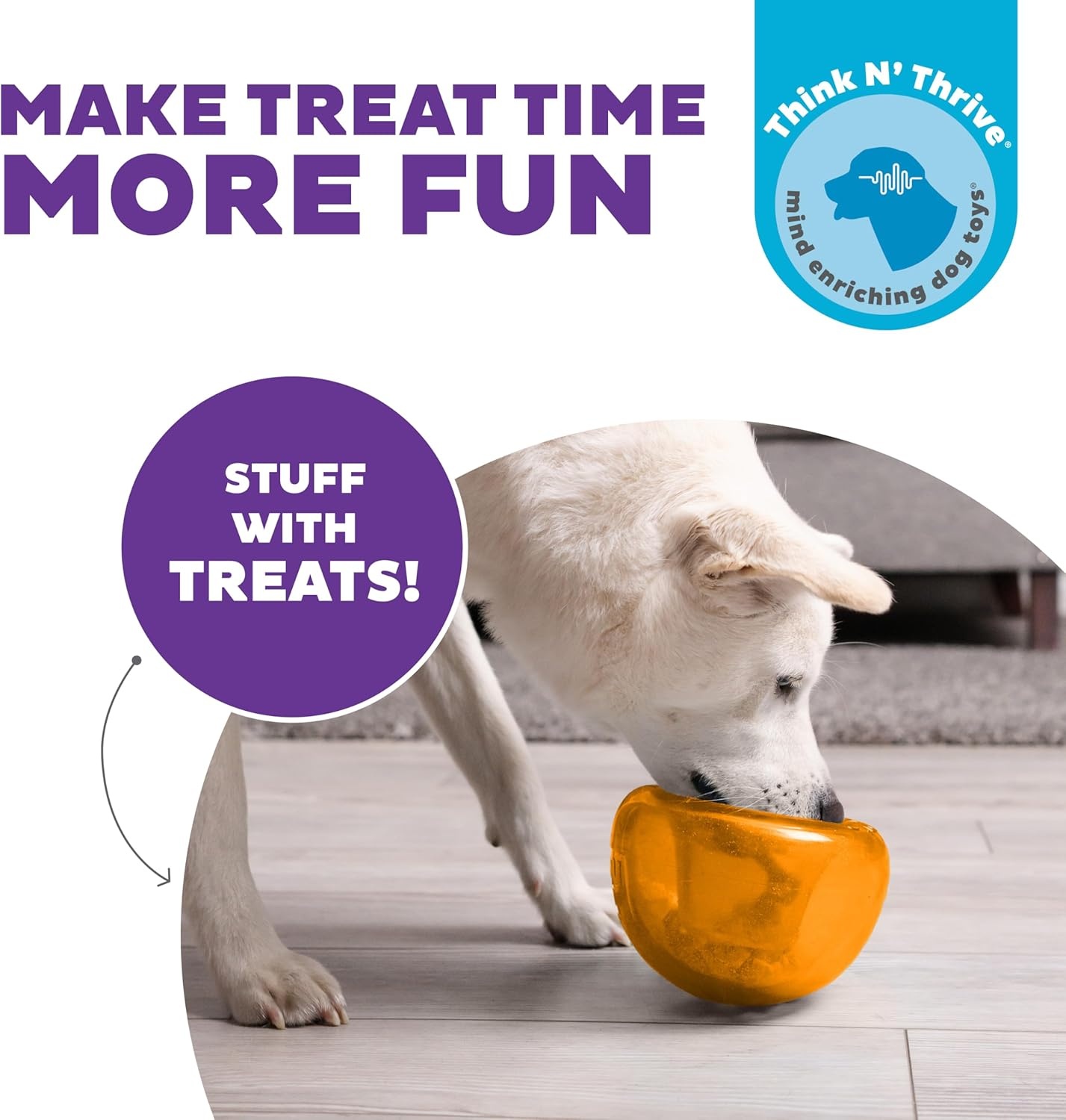 image:imageOutward Hound by Planet Dog Snoop Dog Toy TreatDispenser Puzzle Ball Interactive Slow Feeder Medium to Large Dogs Bouncy amp MintInfused Blue 5Orange