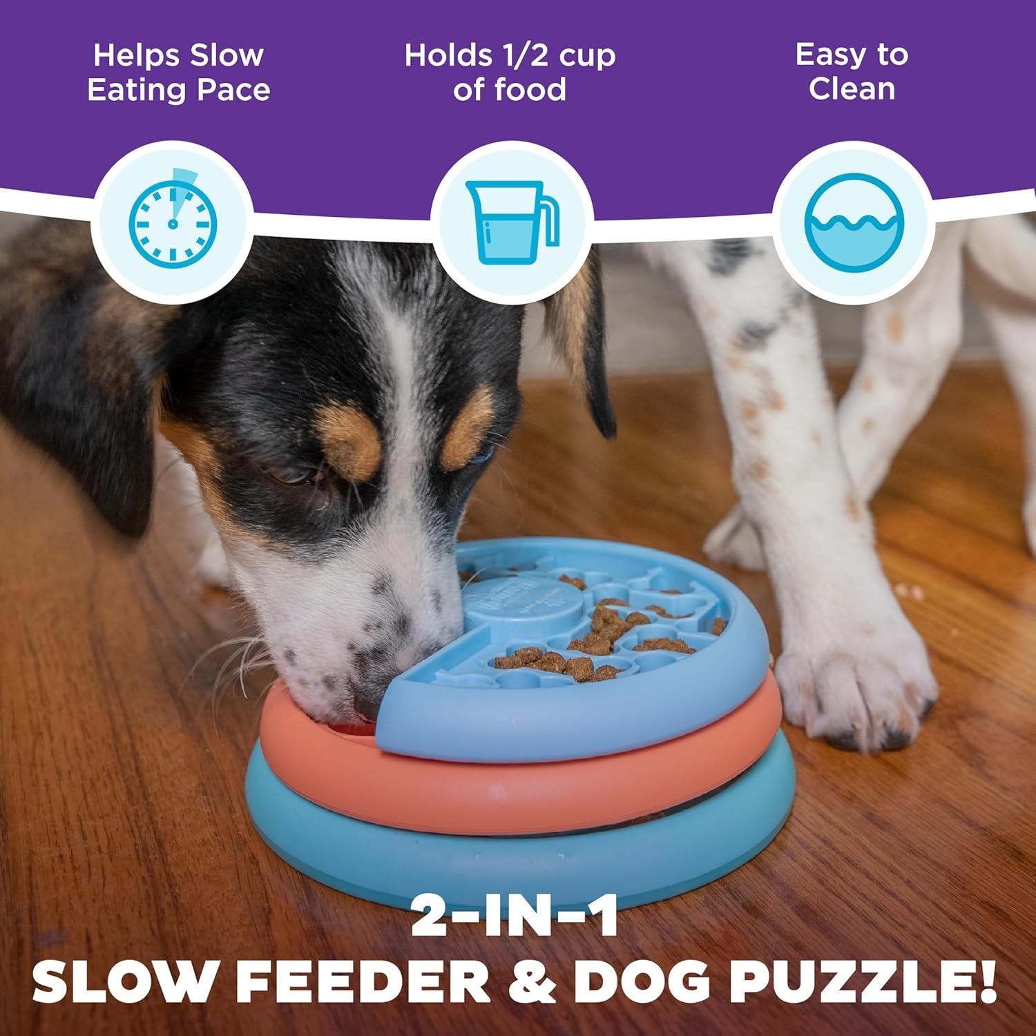 image:imageOutward Hound by Planet Dog Snoop Dog Toy TreatDispenser Puzzle Ball Interactive Slow Feeder Medium to Large Dogs Bouncy amp MintInfused Blue 5Puppy Lickin Layers Blue Green Orange
