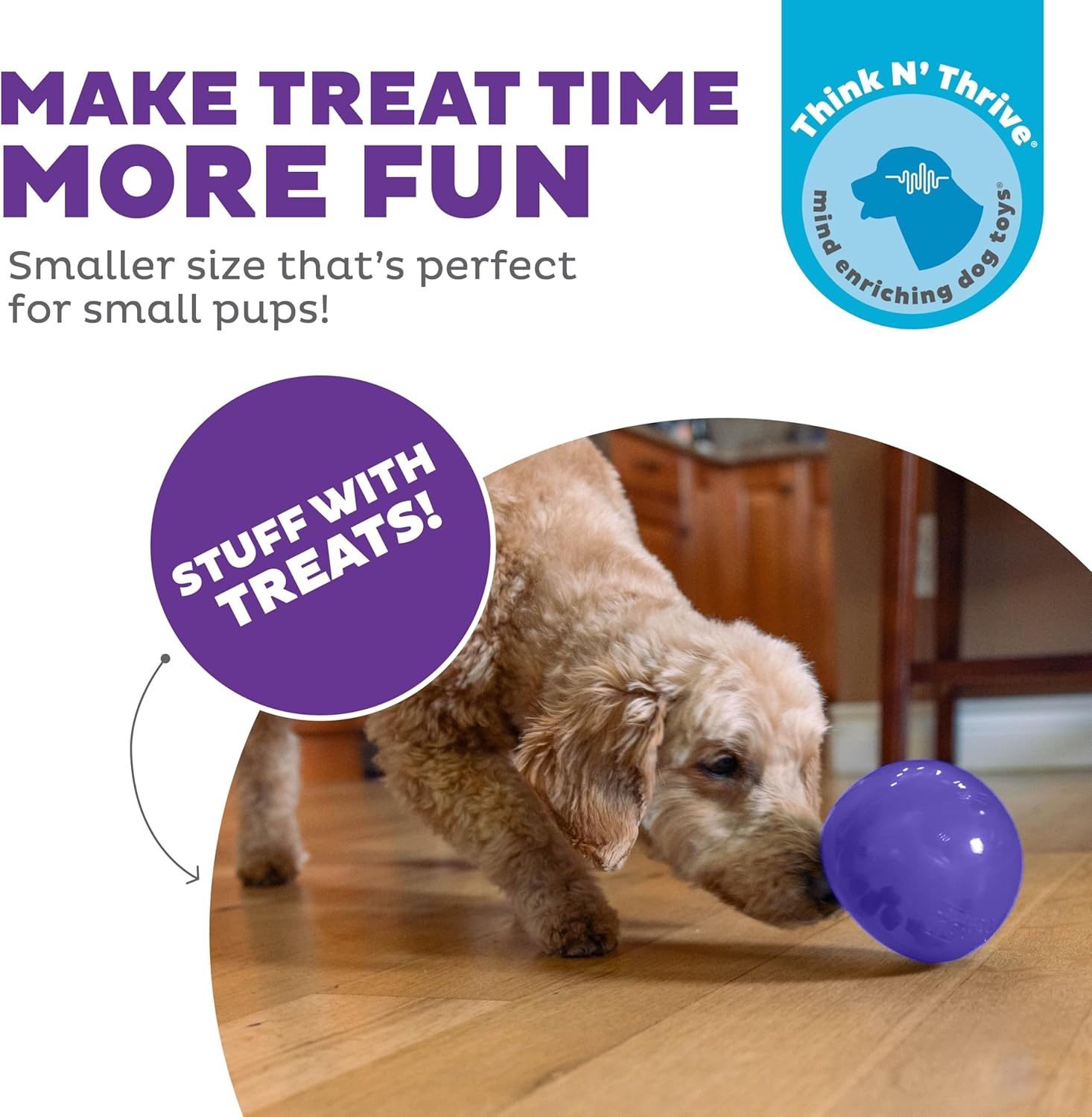 image:imageOutward Hound by Planet Dog Snoop Dog Toy TreatDispenser Puzzle Ball Interactive Slow Feeder Medium to Large Dogs Bouncy amp MintInfused Blue 5Purple Lil Snoop