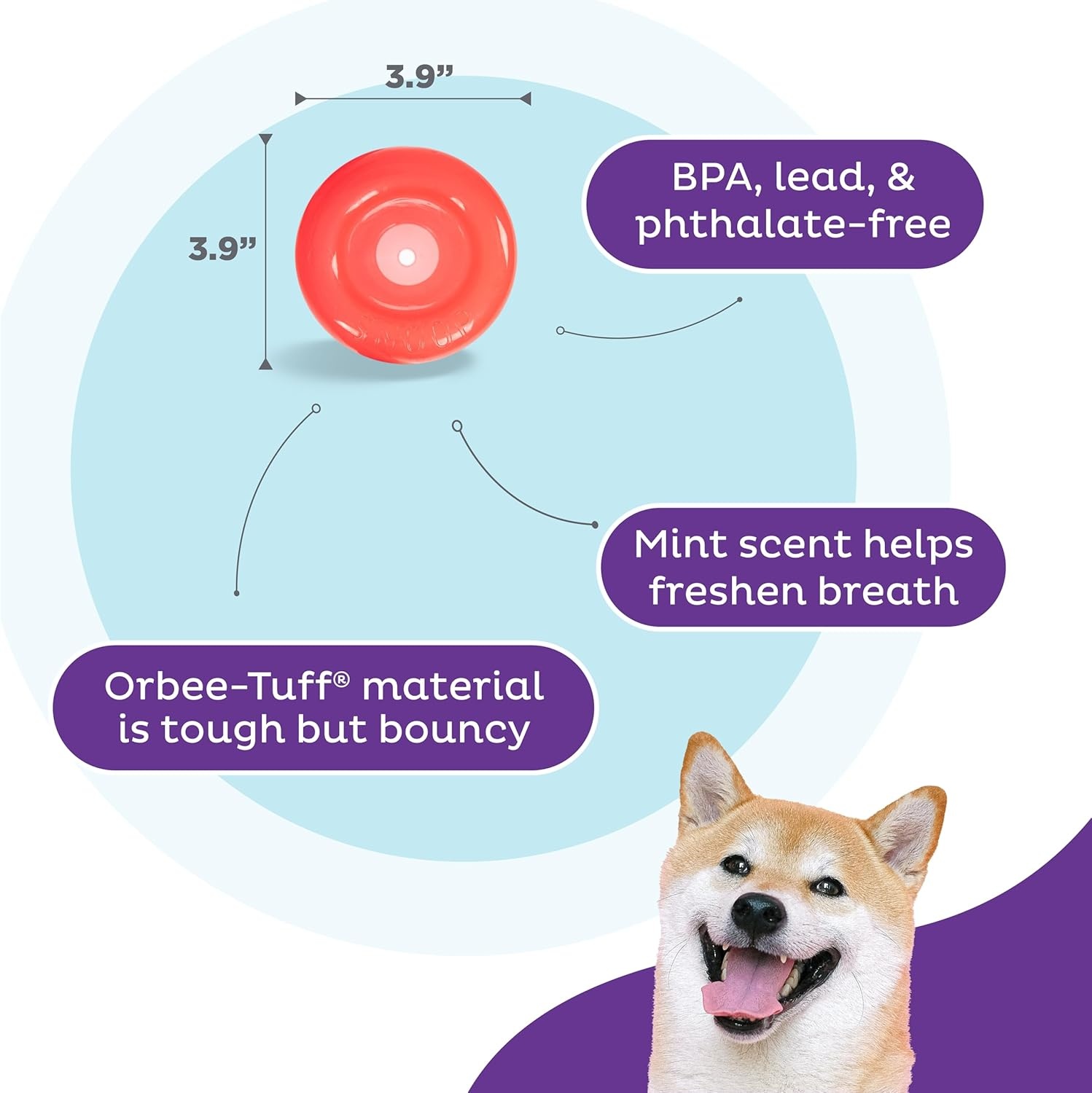 image:imageOutward Hound by Planet Dog Snoop Dog Toy TreatDispenser Puzzle Ball Interactive Slow Feeder Medium to Large Dogs Bouncy amp MintInfused Blue 5Red Lil Snoop