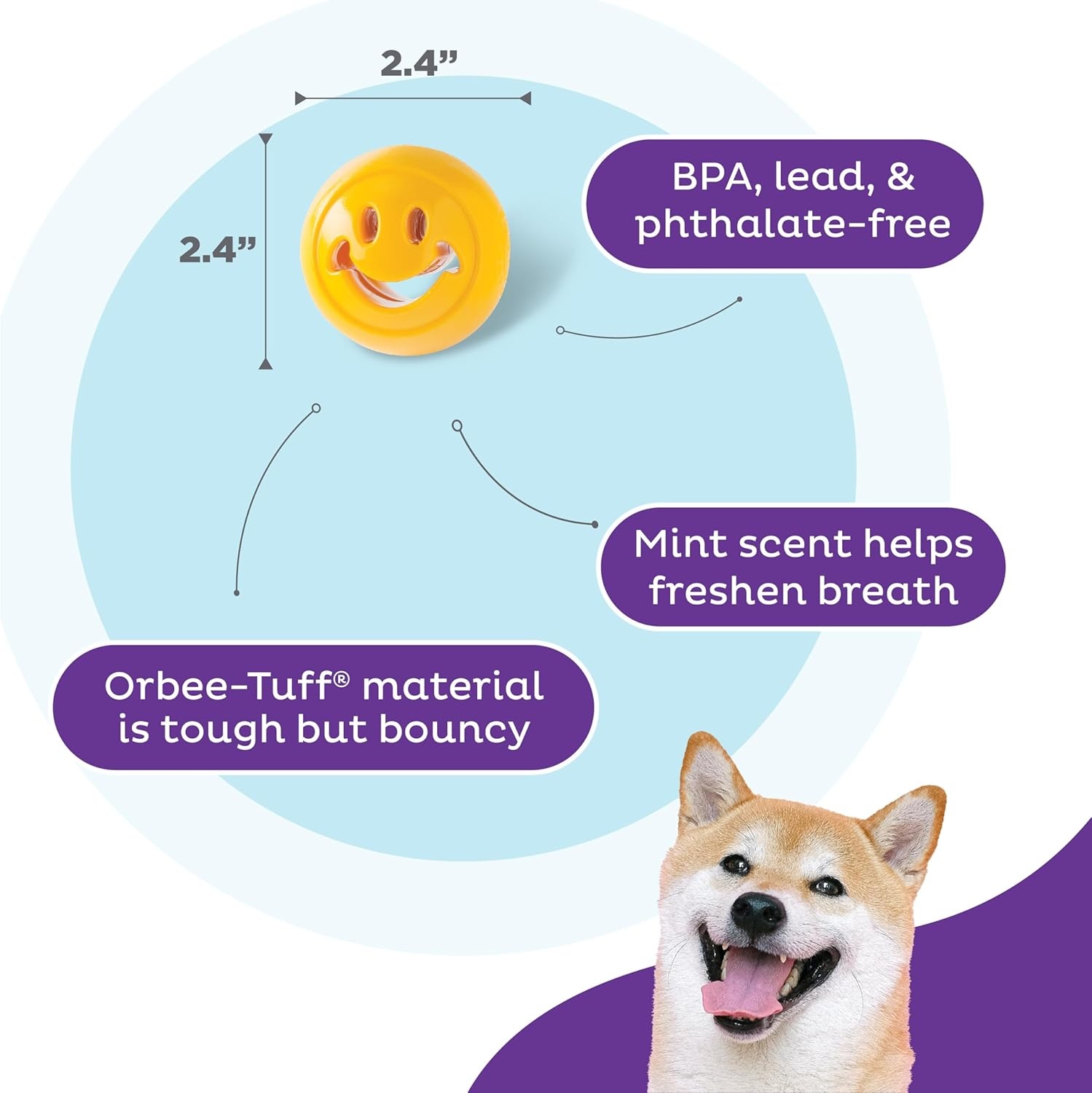 image:imageOutward Hound by Planet Dog Snoop Dog Toy TreatDispenser Puzzle Ball Interactive Slow Feeder Medium to Large Dogs Bouncy amp MintInfused Blue 5Yellow Nook Works with Large Snoop