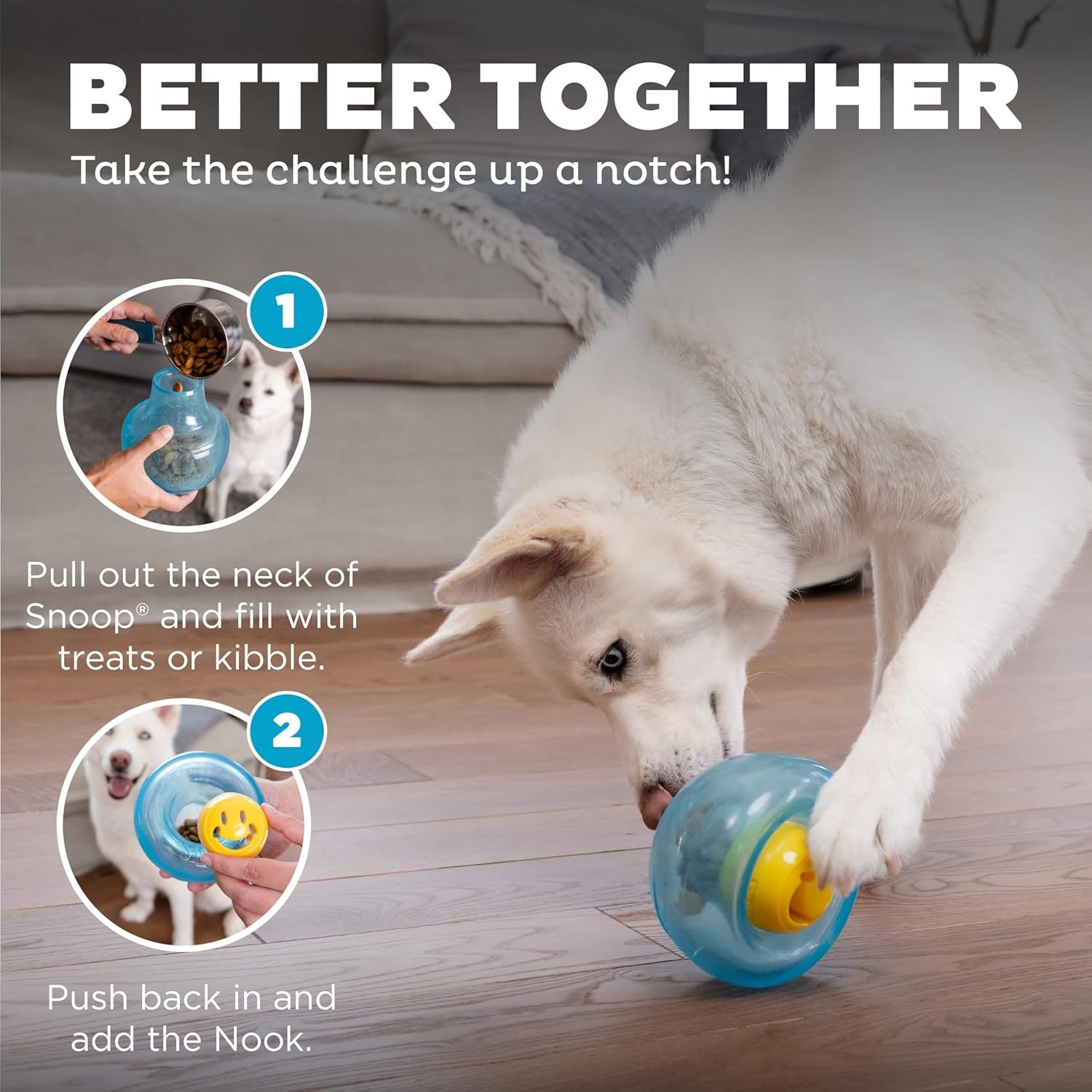 image:imageOutward Hound by Planet Dog Snoop Dog Toy TreatDispenser Puzzle Ball Interactive Slow Feeder Medium to Large Dogs Bouncy amp MintInfused Blue 5Yellow Nook Works with Large Snoop