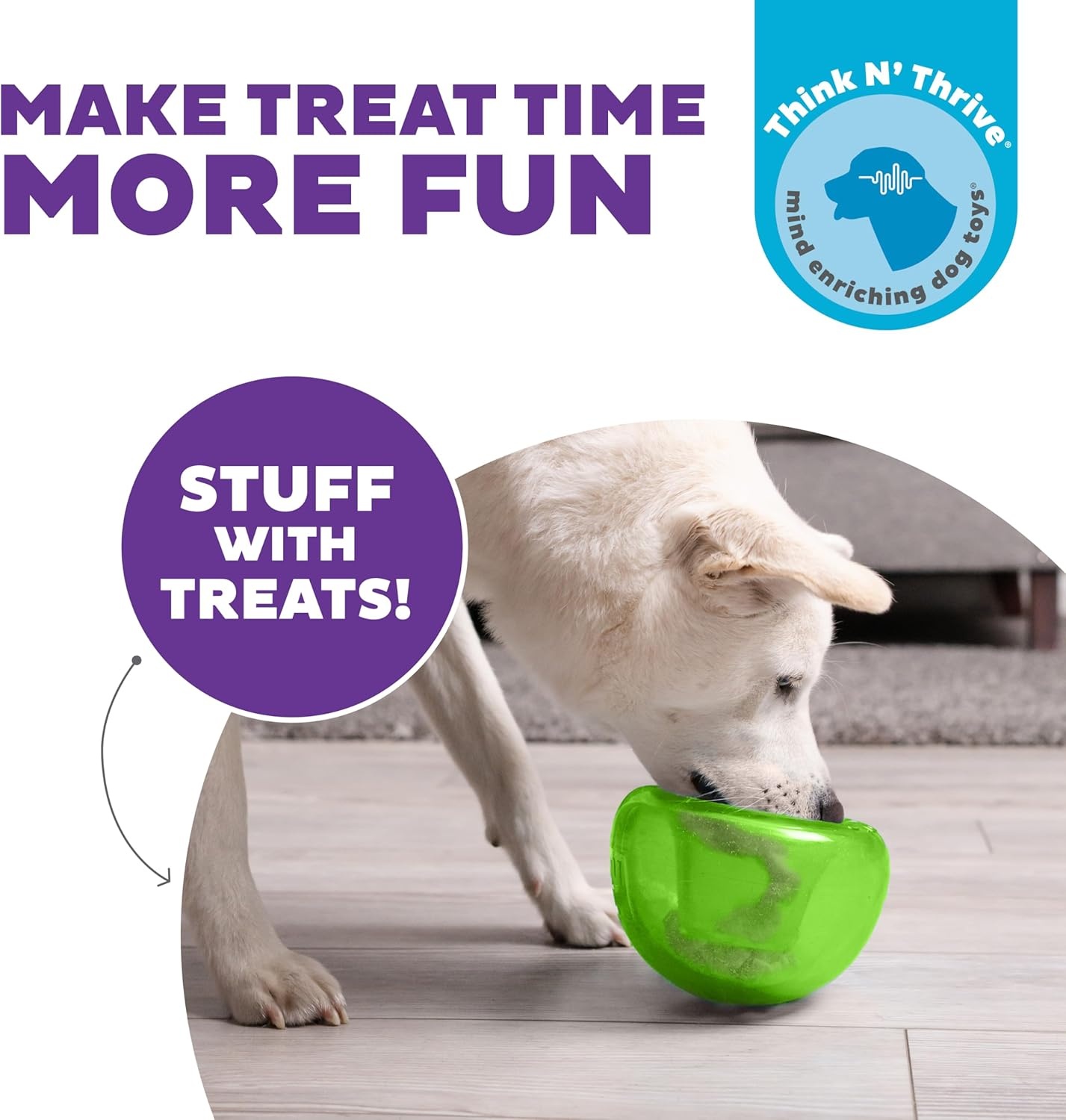 image:imageOutward Hound by Planet Dog Snoop Dog Toy TreatDispenser Puzzle Ball Interactive Slow Feeder Medium to Large Dogs Bouncy amp MintInfused Green 5Green Large Snoop