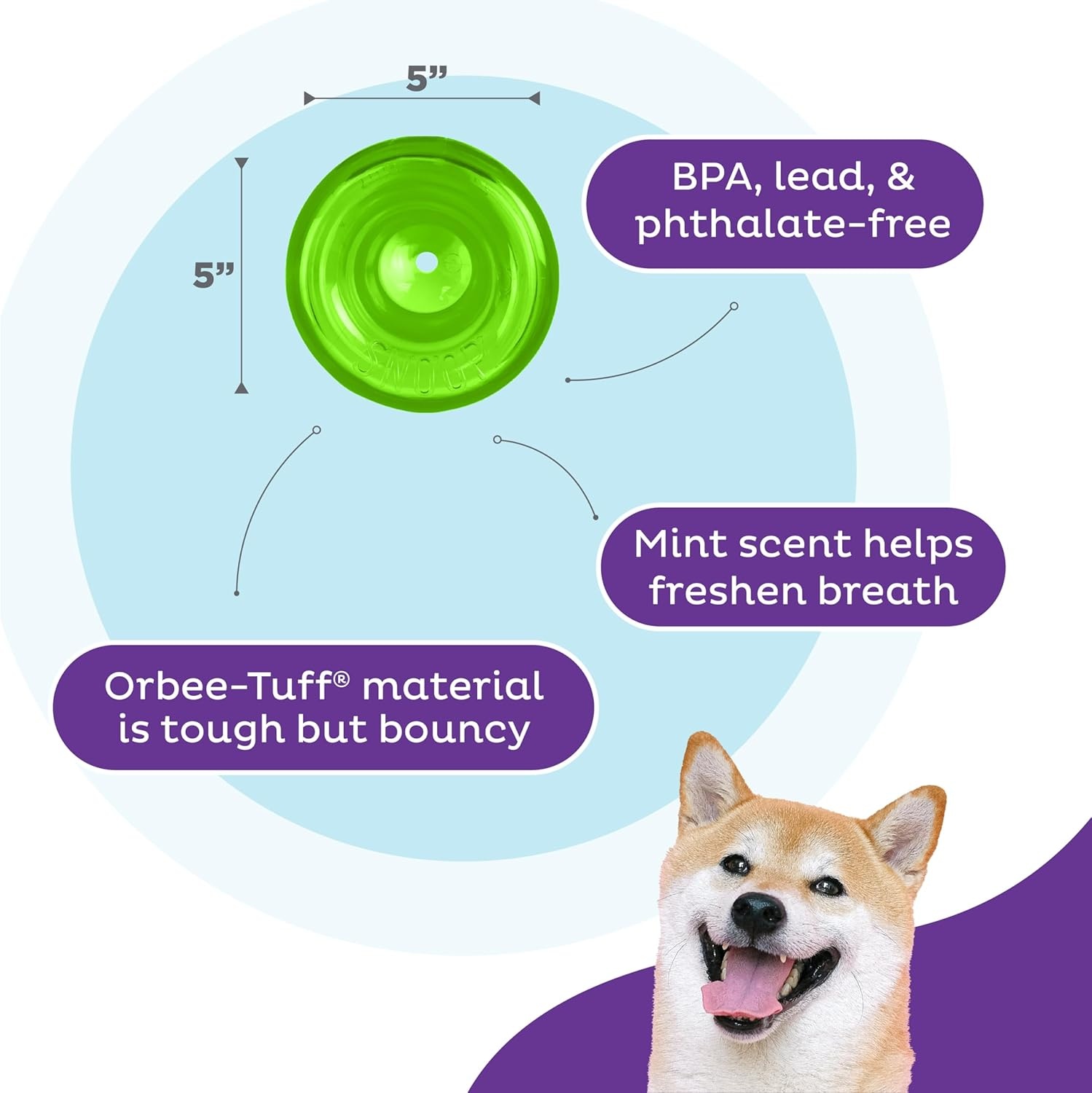 image:imageOutward Hound by Planet Dog Snoop Dog Toy TreatDispenser Puzzle Ball Interactive Slow Feeder Medium to Large Dogs Bouncy amp MintInfused Green 5Green Large Snoop