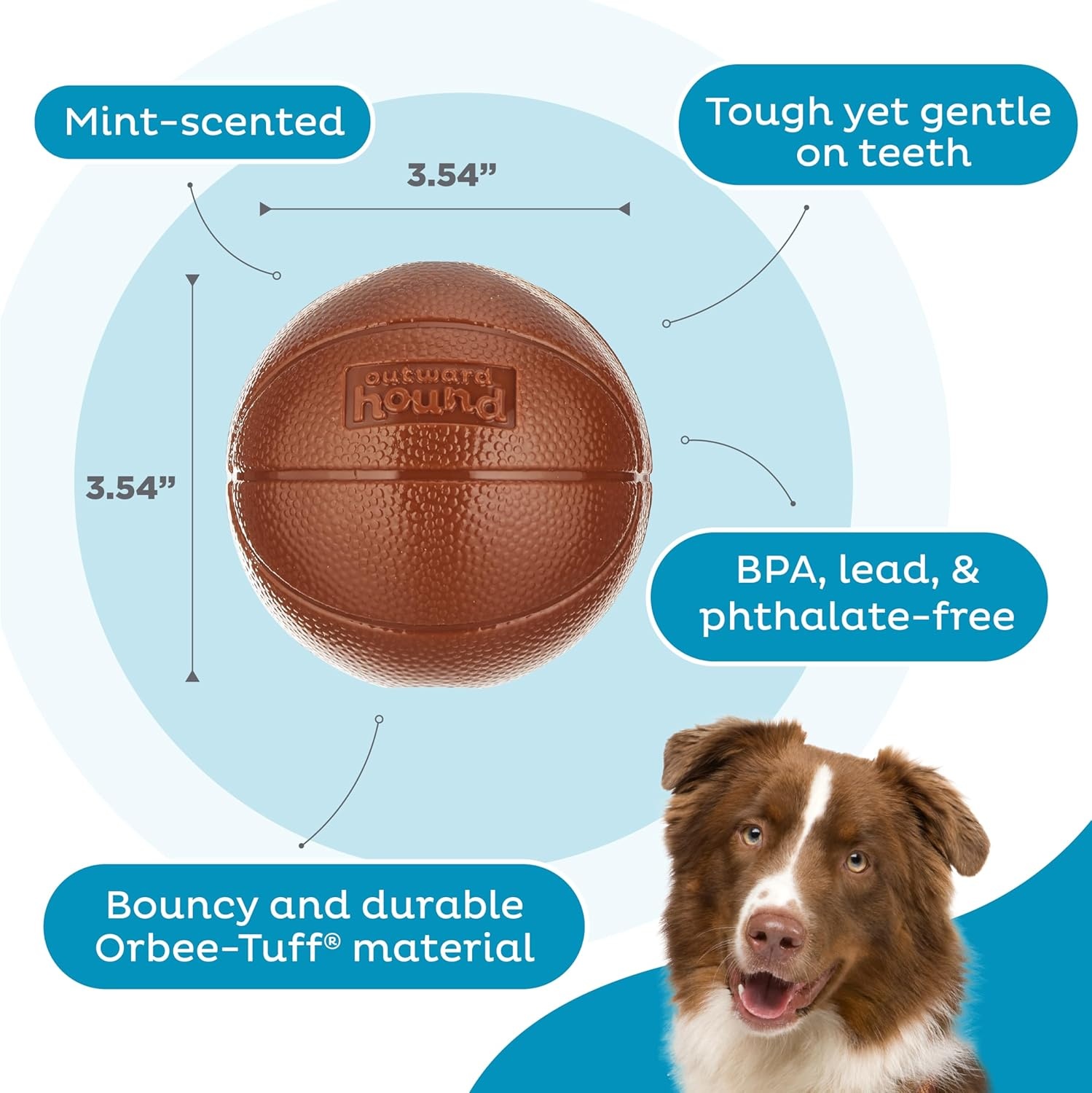 image:imageOutward Hound by Planet Dog Soccer Ball Durable TreatDispensing Dog Ball Interactive Fetch Toy OrbeeTuff Mint Scented BPAFree for Indoor amp Outdoor Play WhiteBasketball