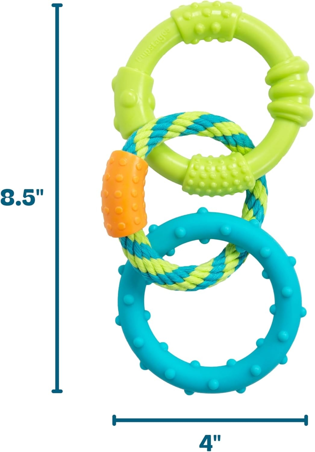image:imagePupstages Dental Links Dog Chew Toy for Teething Puppies amp Small Dogs up to 30 lbs Floatable amp Textured Ring amp Rope Tug Dental Support Moderate Chewers 85