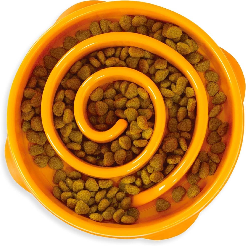 image:imageOutward Hound Medium Slow Feeder Bowl Puzzle Maze for Fast Eaters Small to Medium Dogs Helps Prevent Bloat amp Aid Digestion Holds 2 Cups Wet or Dry Food NonSlip Made Without BPA SageOrange