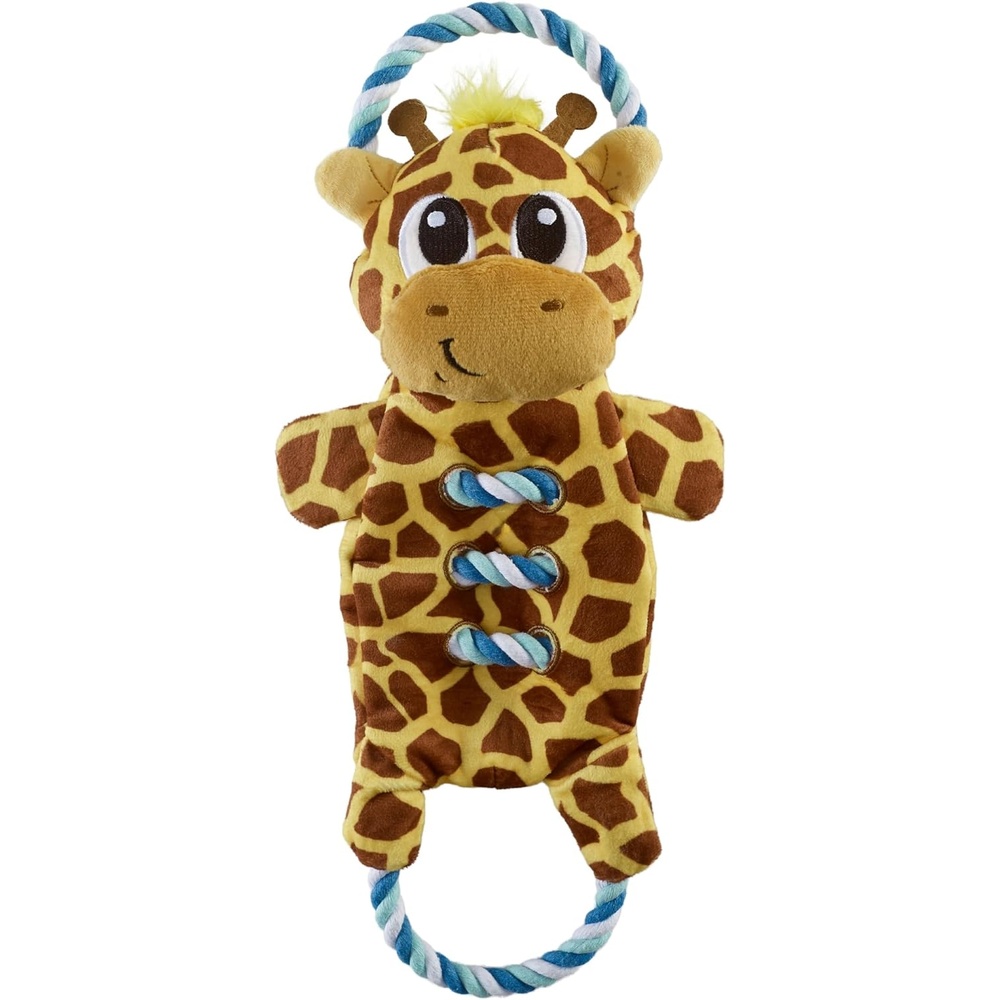 image:imageOutward Hound Ropiez Rope Interactive Dog Tug Toy for Tugging Squeaky Fun 236 Inch Mallard Green LargeRopiez Giraffe